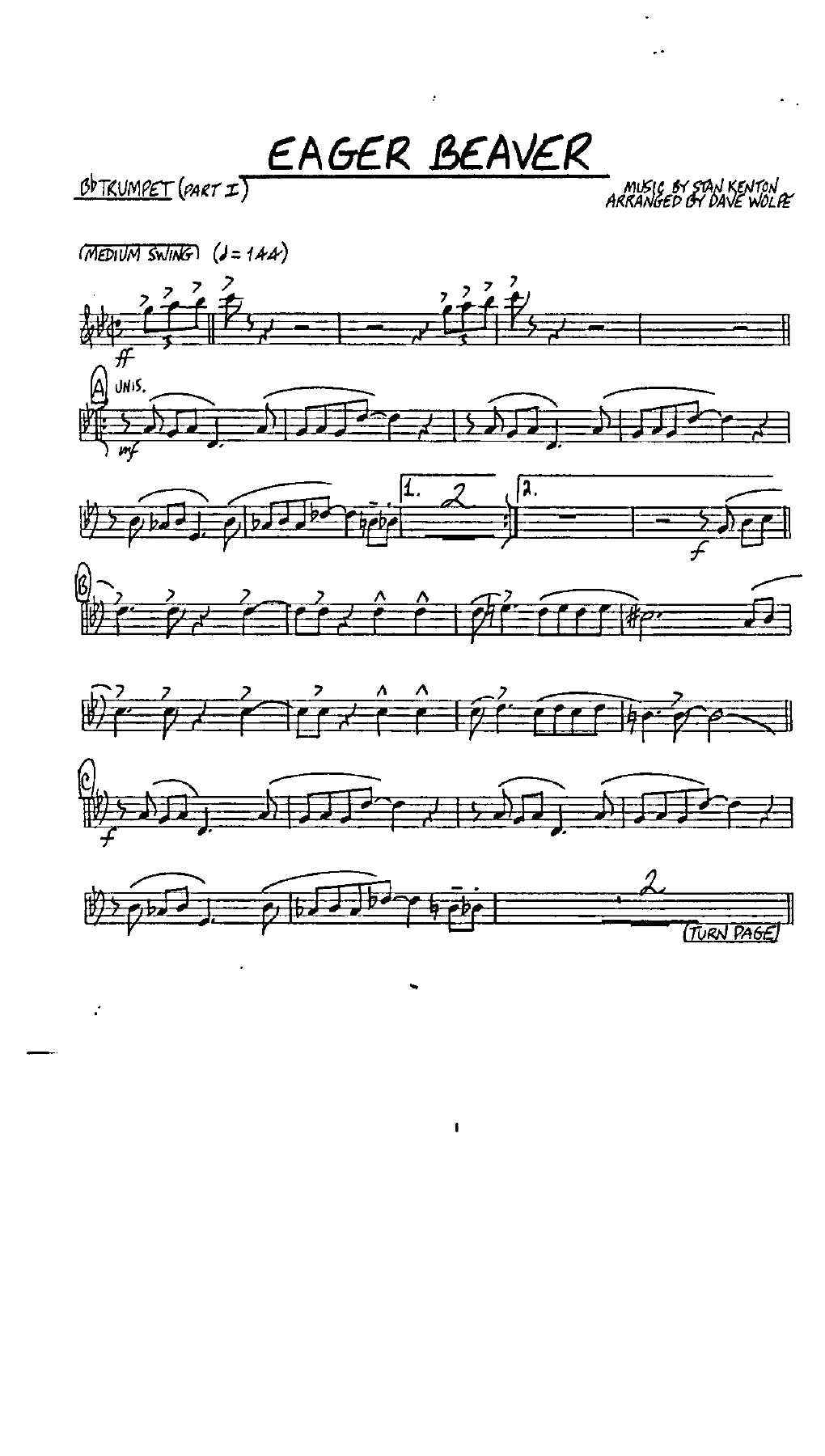 Eager Beaver — sheet music cover (first page)