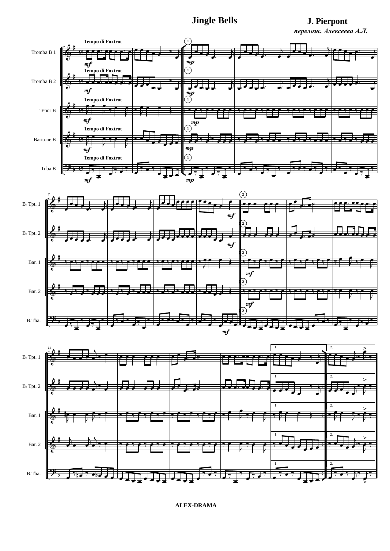 Jingle Bells — sheet music cover (first page)