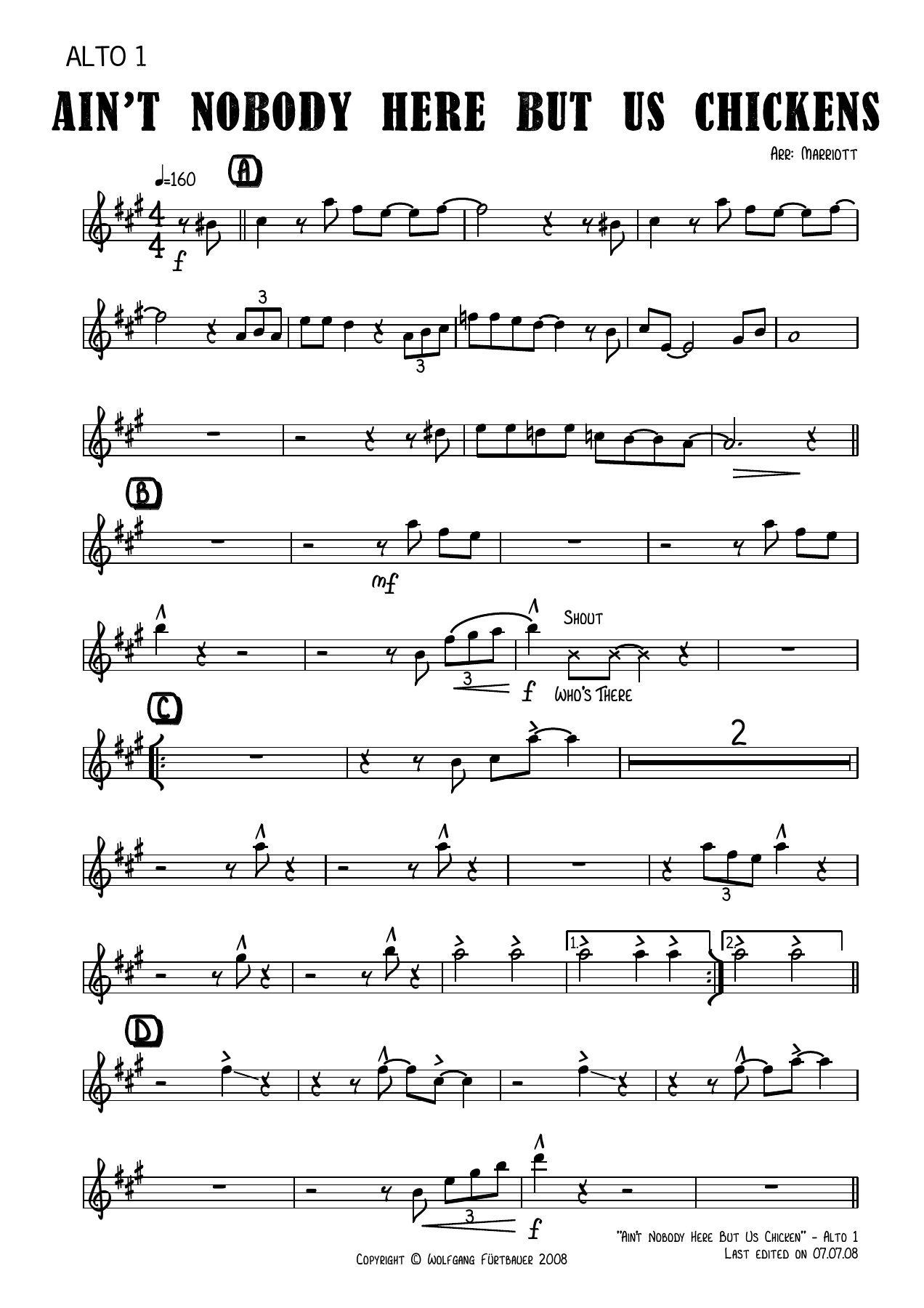 Ain't Nobody Here But Us Chickens (Marriott) 56 — sheet music preview