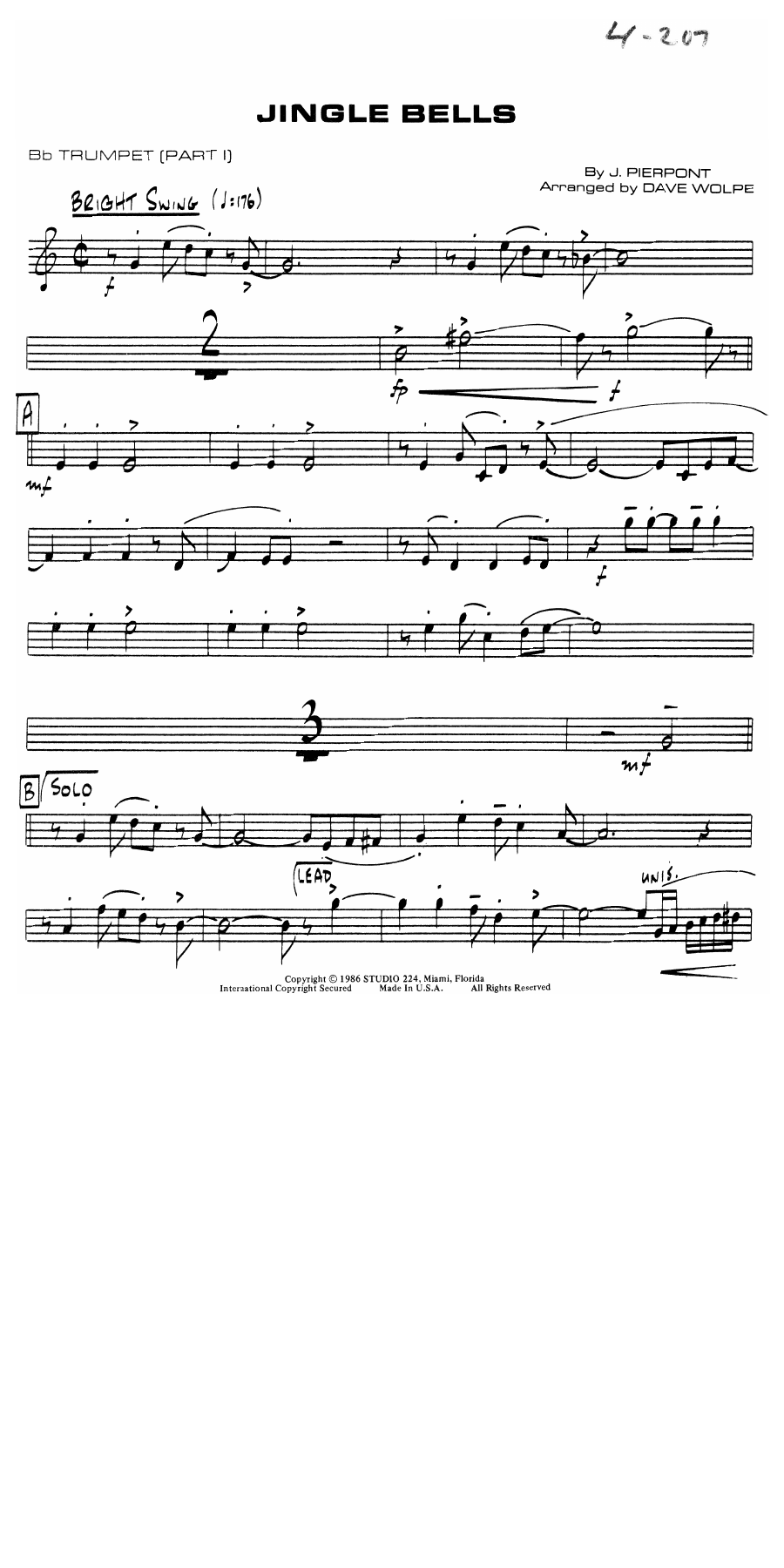 Jingle Bells — sheet music cover (first page)