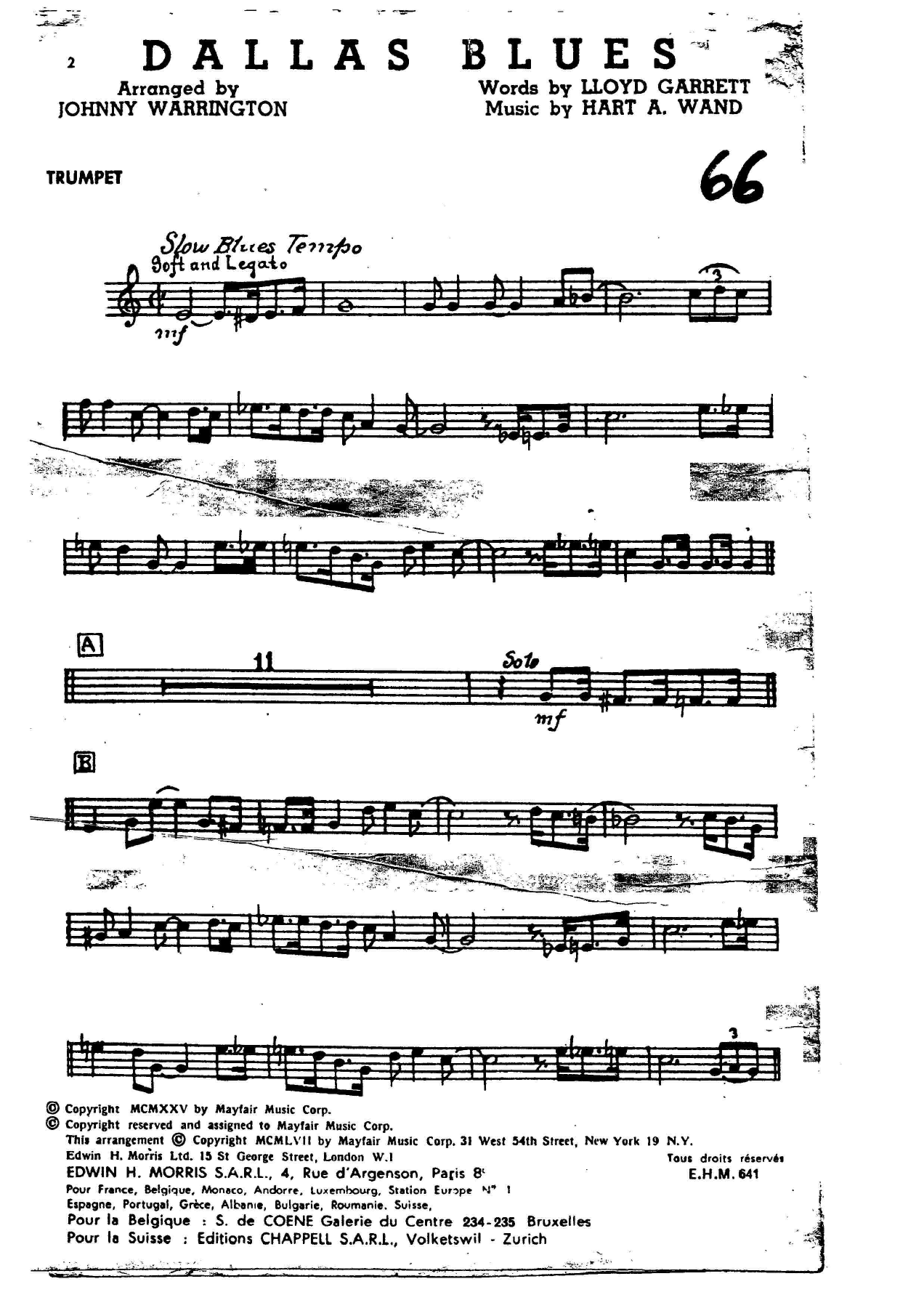 Dallas Blues — sheet music cover (first page)