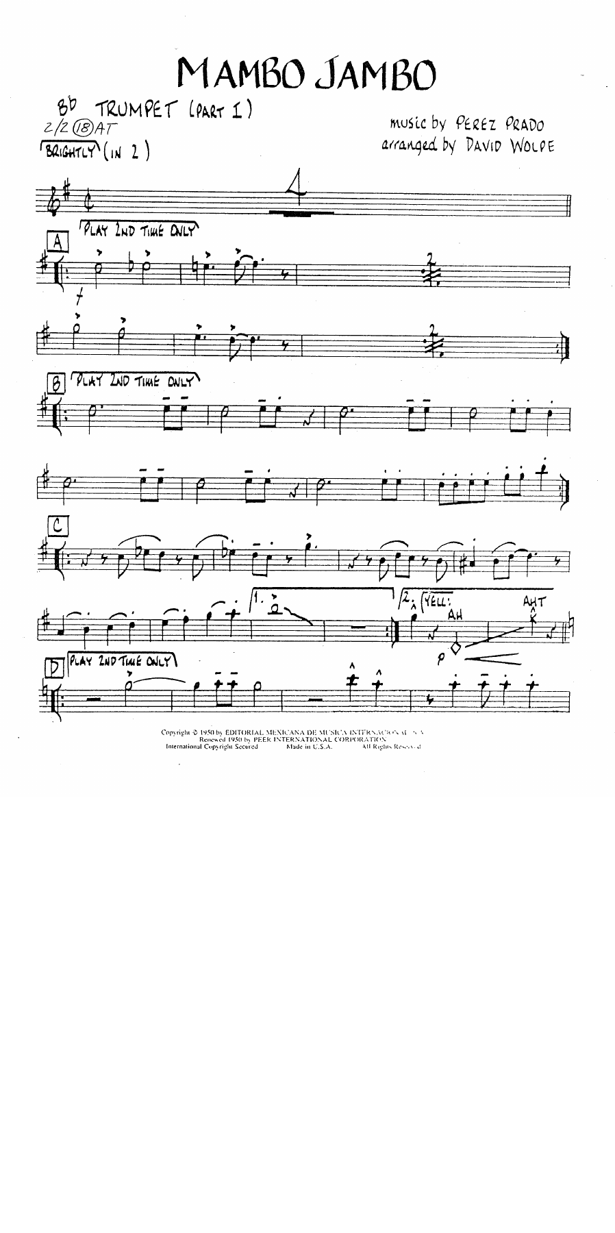 Mambo Jambo — sheet music cover (first page)