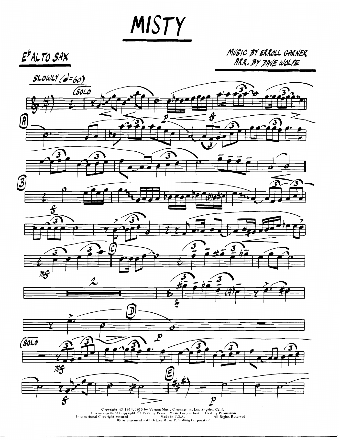 Misty — sheet music preview