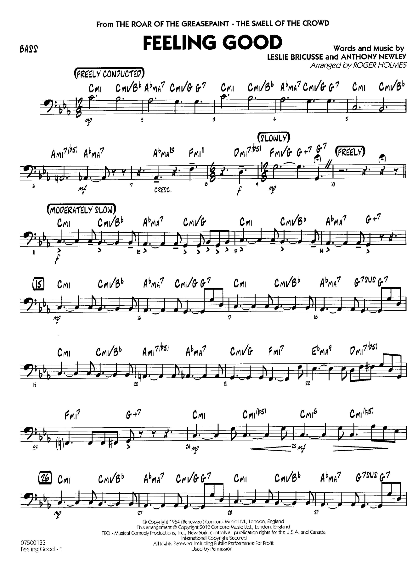 Feeling Good — sheet music cover (first page)
