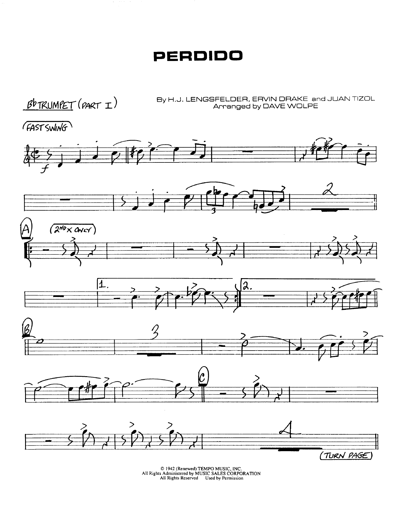 Perdido — sheet music cover (first page)
