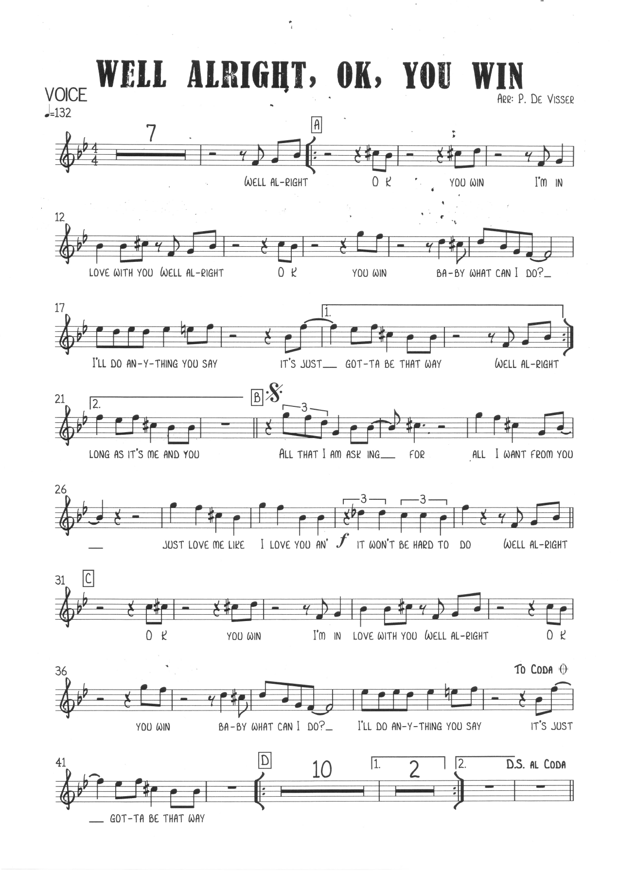 Alright,Ok,You Win (arr.P.De Visser) Voc — sheet music preview