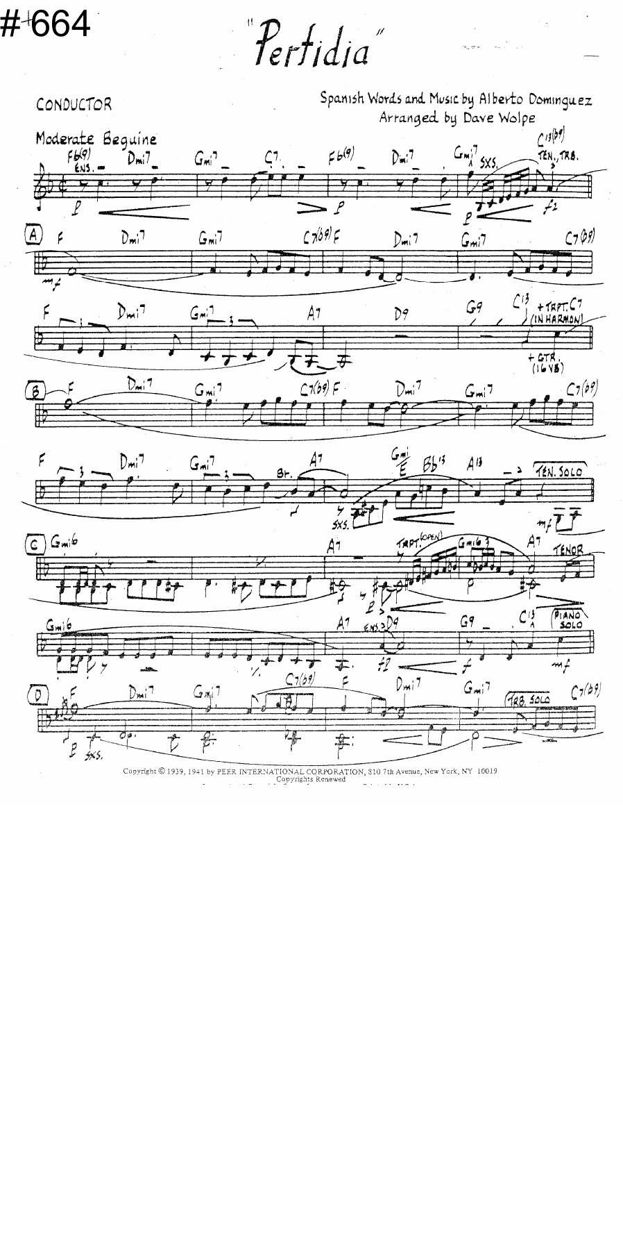 Perfidia — sheet music cover (first page)