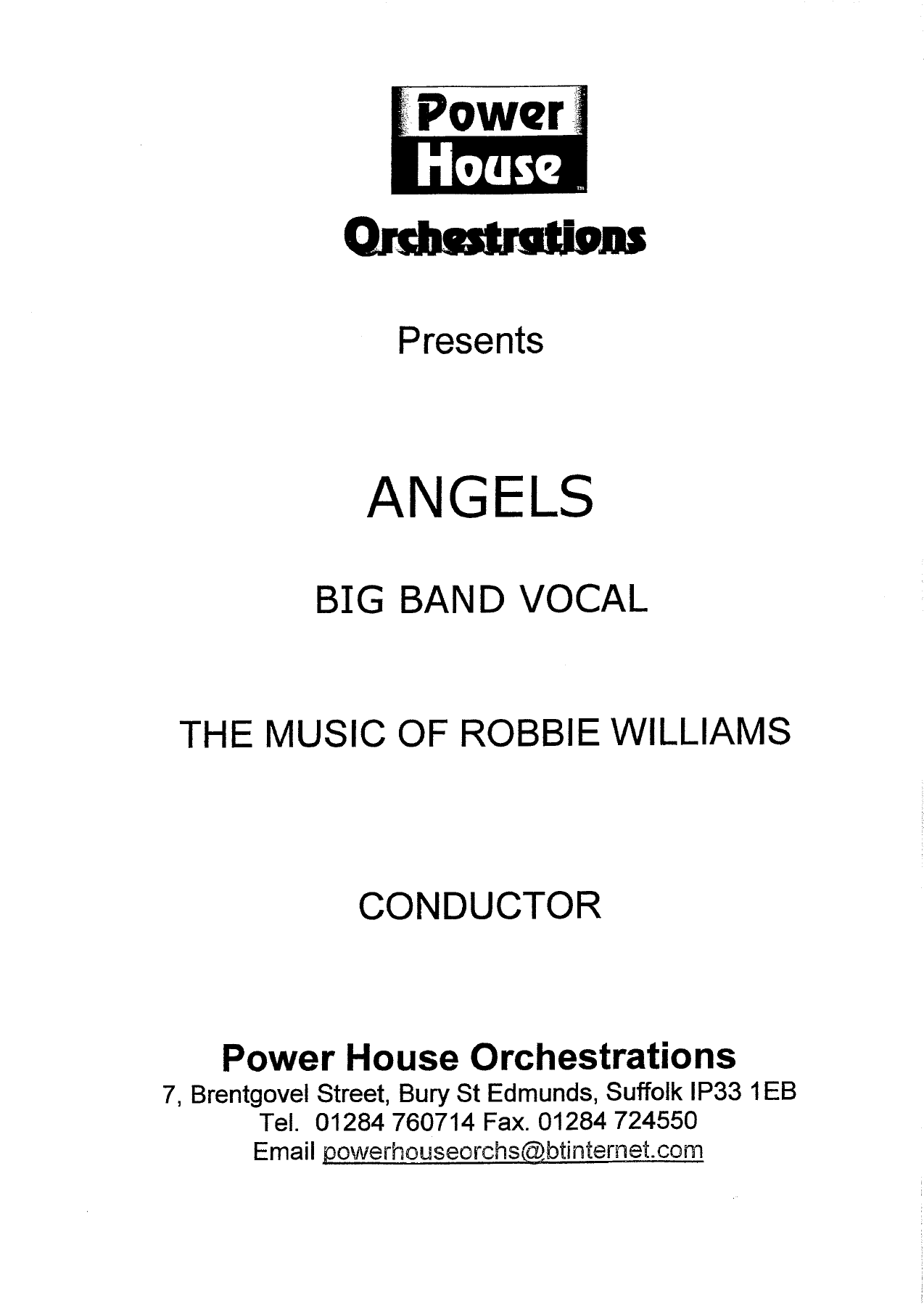 Angels (S.Byrne) R.Williams Vocal — sheet music preview