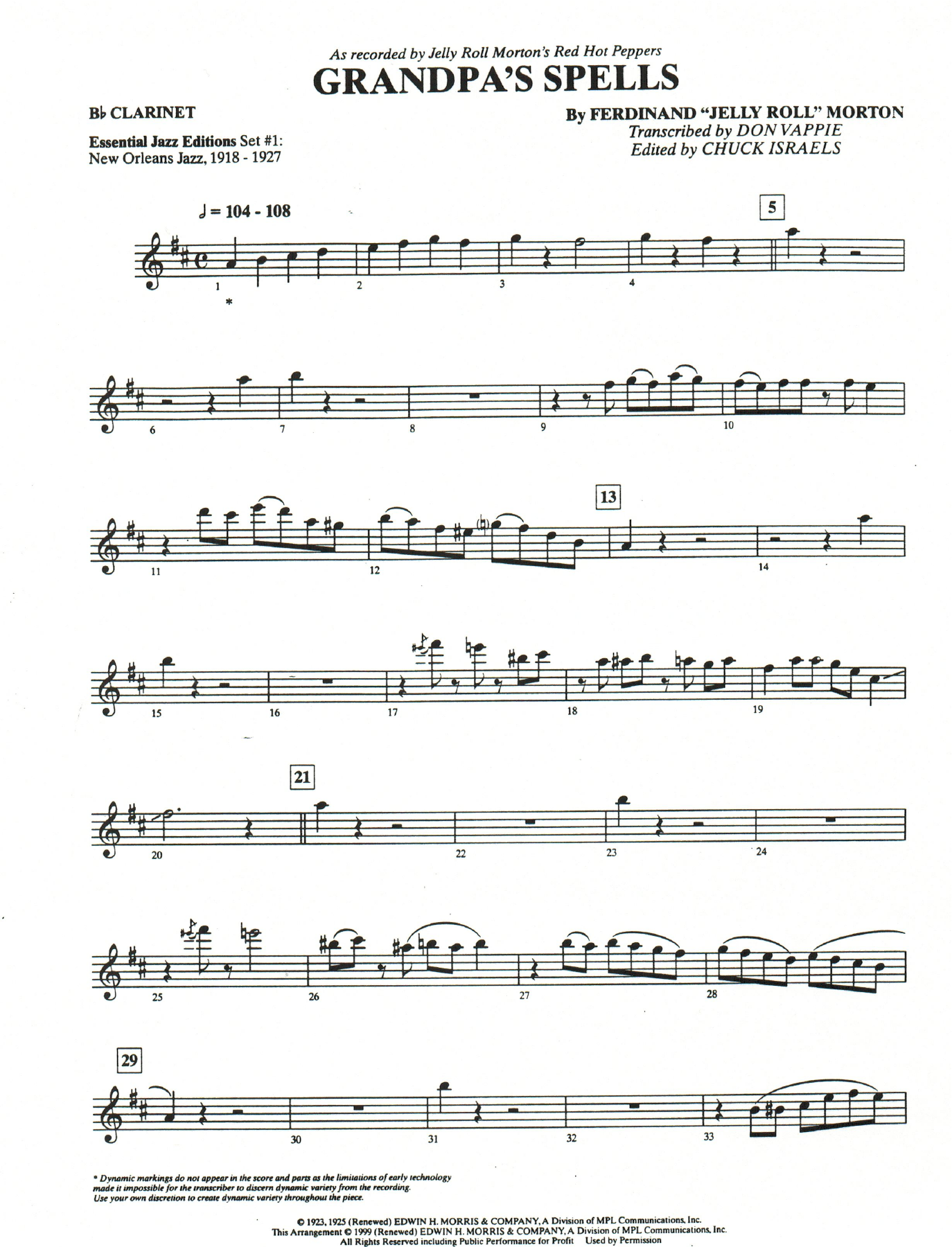 Grandpa's Spels — sheet music cover (first page)