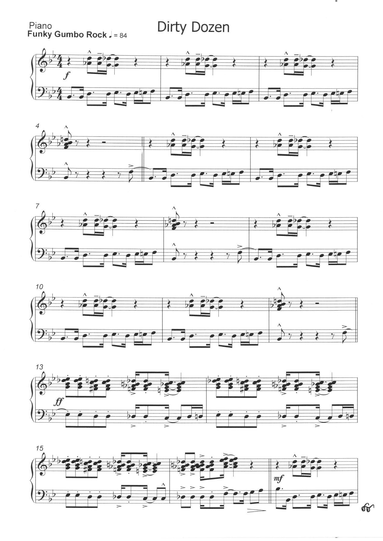 Dirty Dozen — sheet music preview