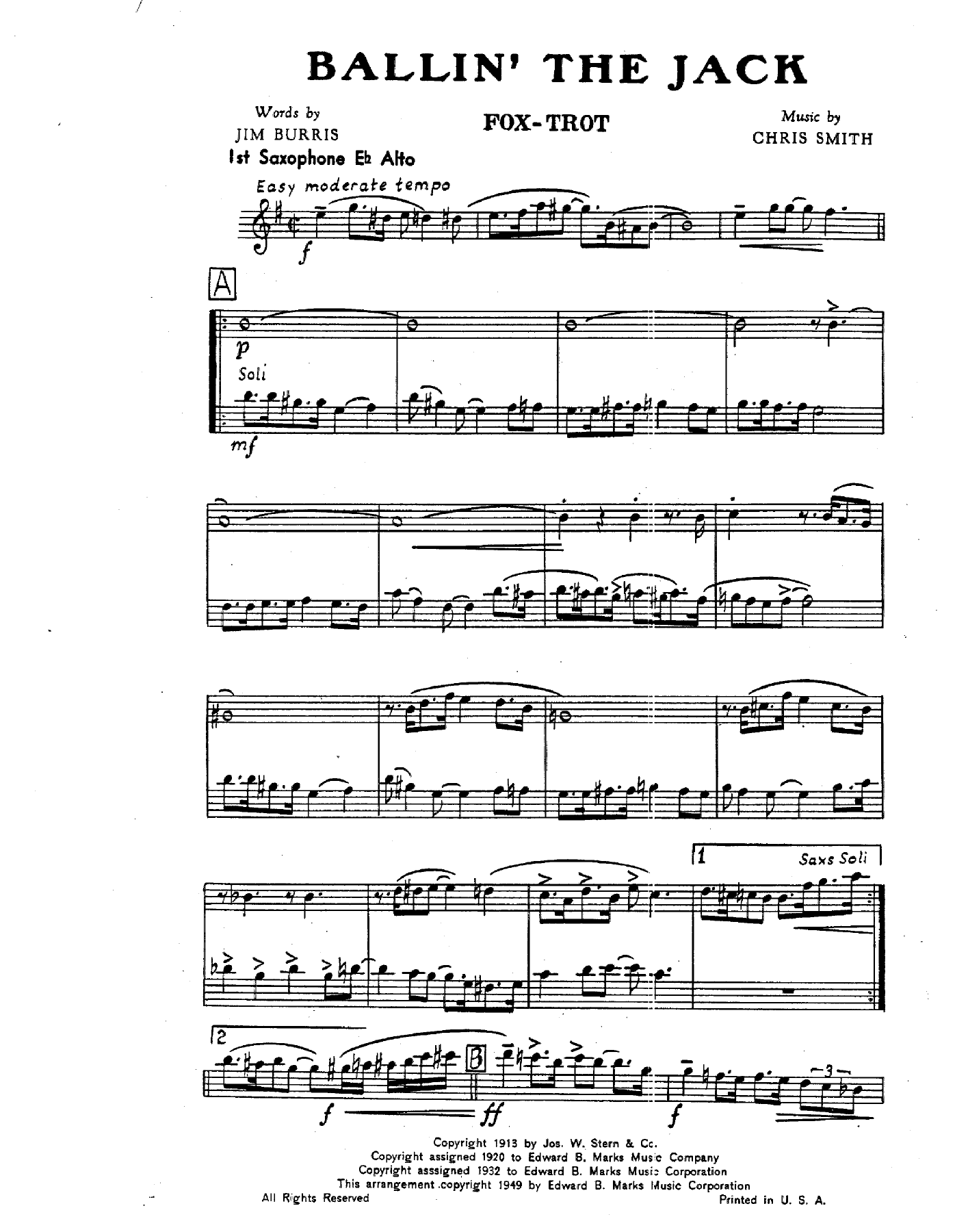 Ballin' The Jack (C.Smith) Brenda Lee Vocal — sheet music preview