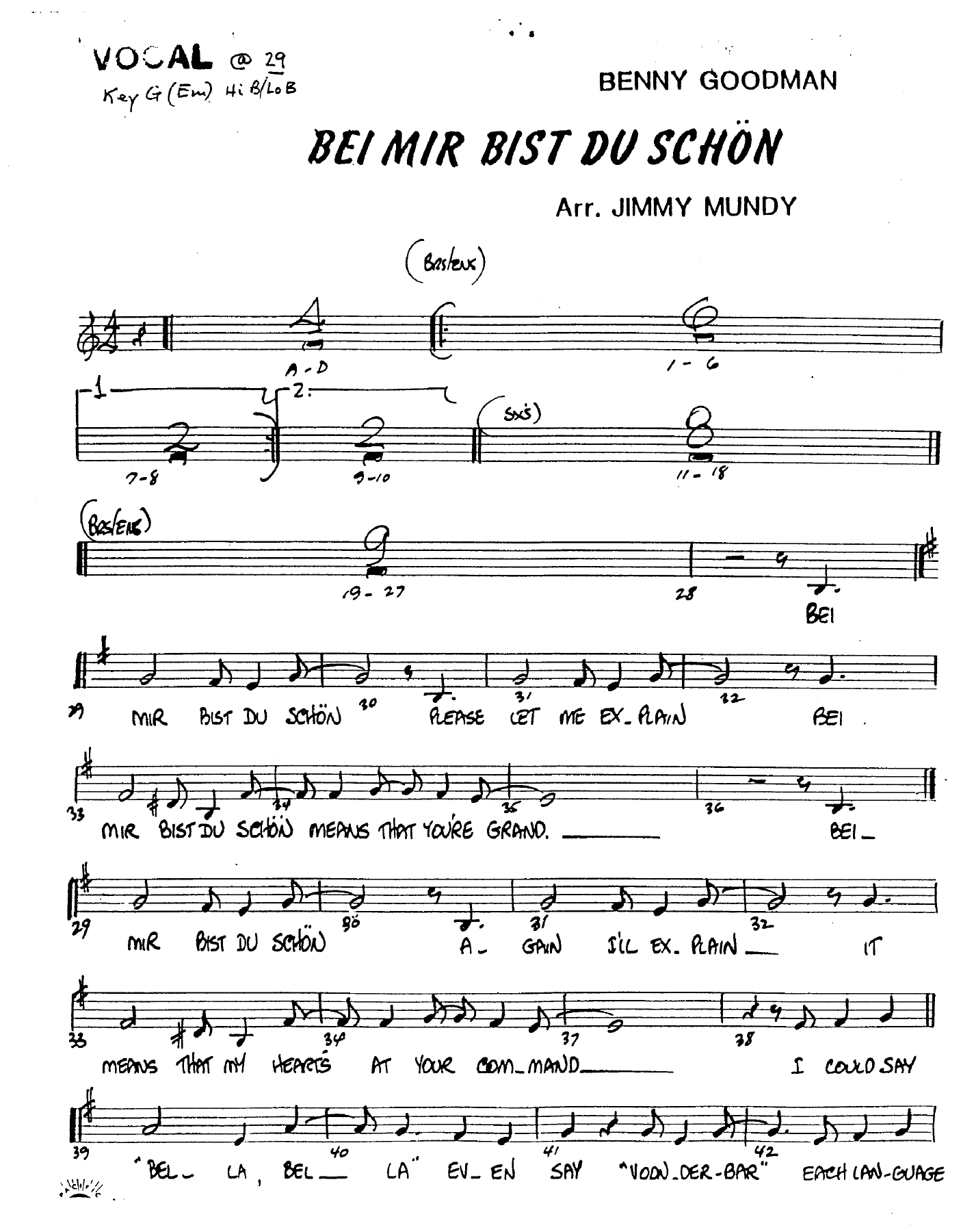 Bei Mir Bist Du Schon — sheet music preview