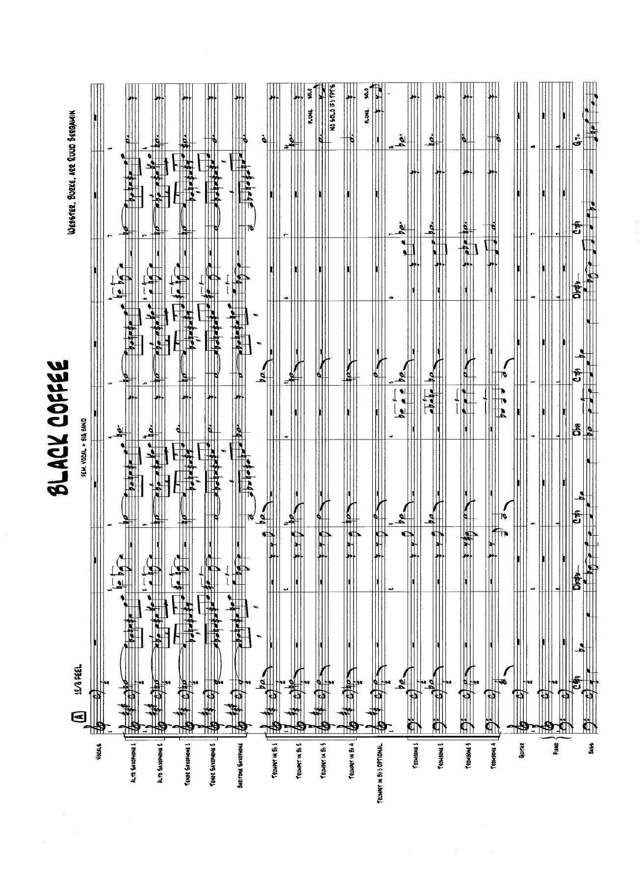 Black Coffee(R.Bergamin) — big_band_vocal sheet music arranged by Vocal | Jazz Vocal