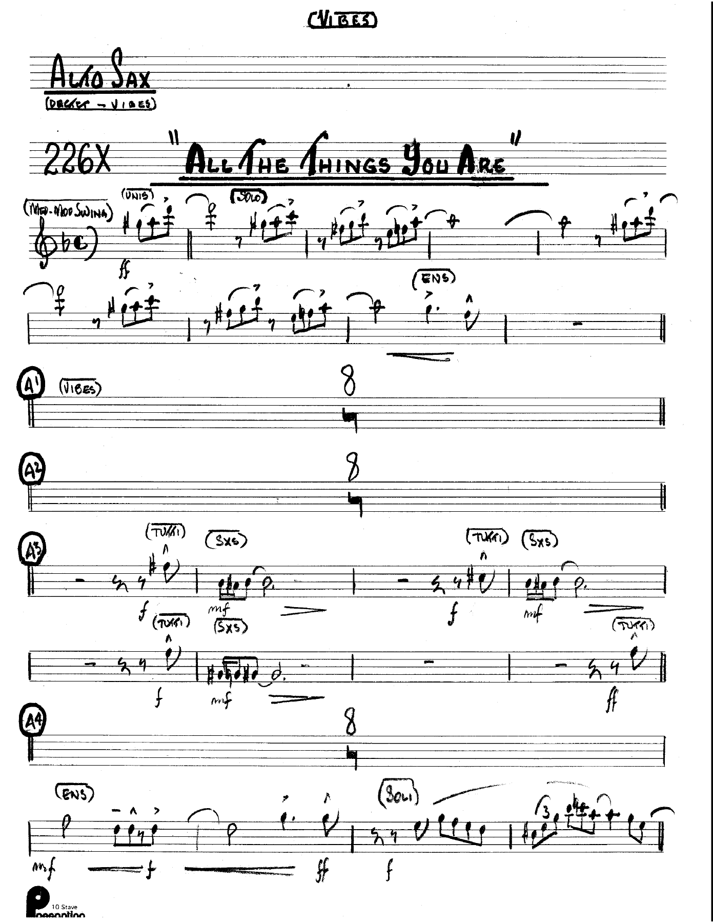 All The Things You Are (Kenton Dectet #226X) 3214 Vibes — sheet music preview