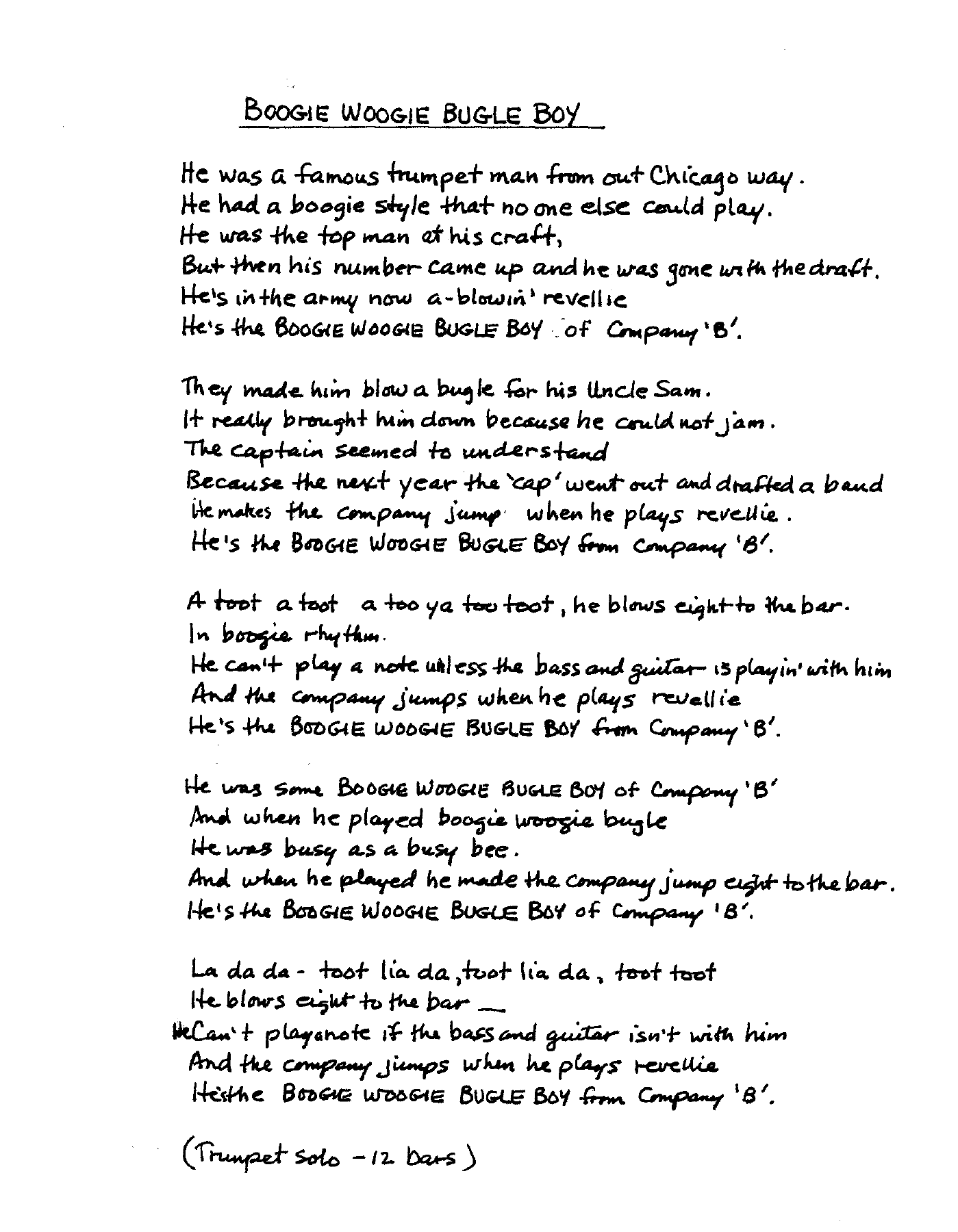 Boogie Woogie Bugle Boy (A.Gray) Voc Trio (Ab-C) Andrews Sistersers RC — sheet music preview