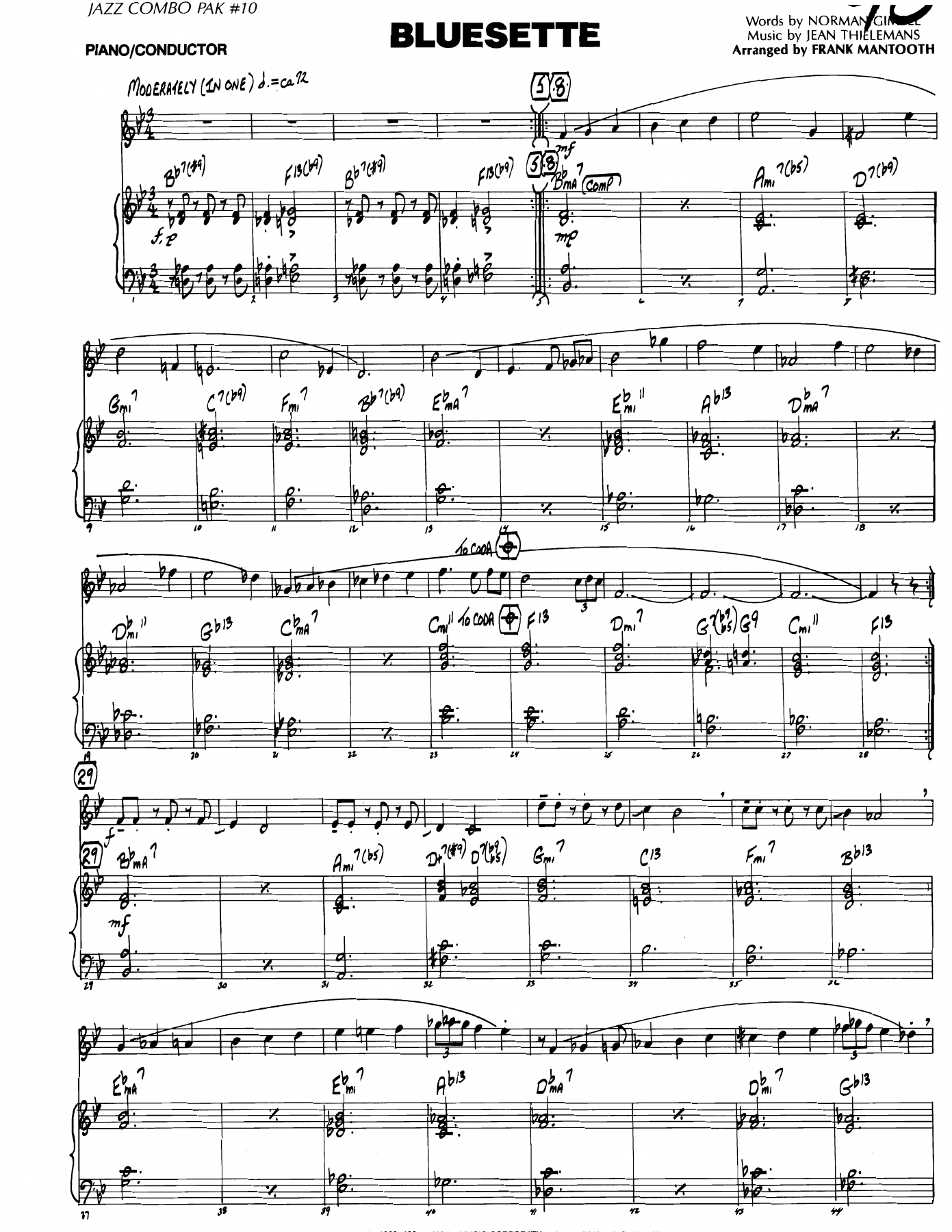 Bluesette — sheet music preview