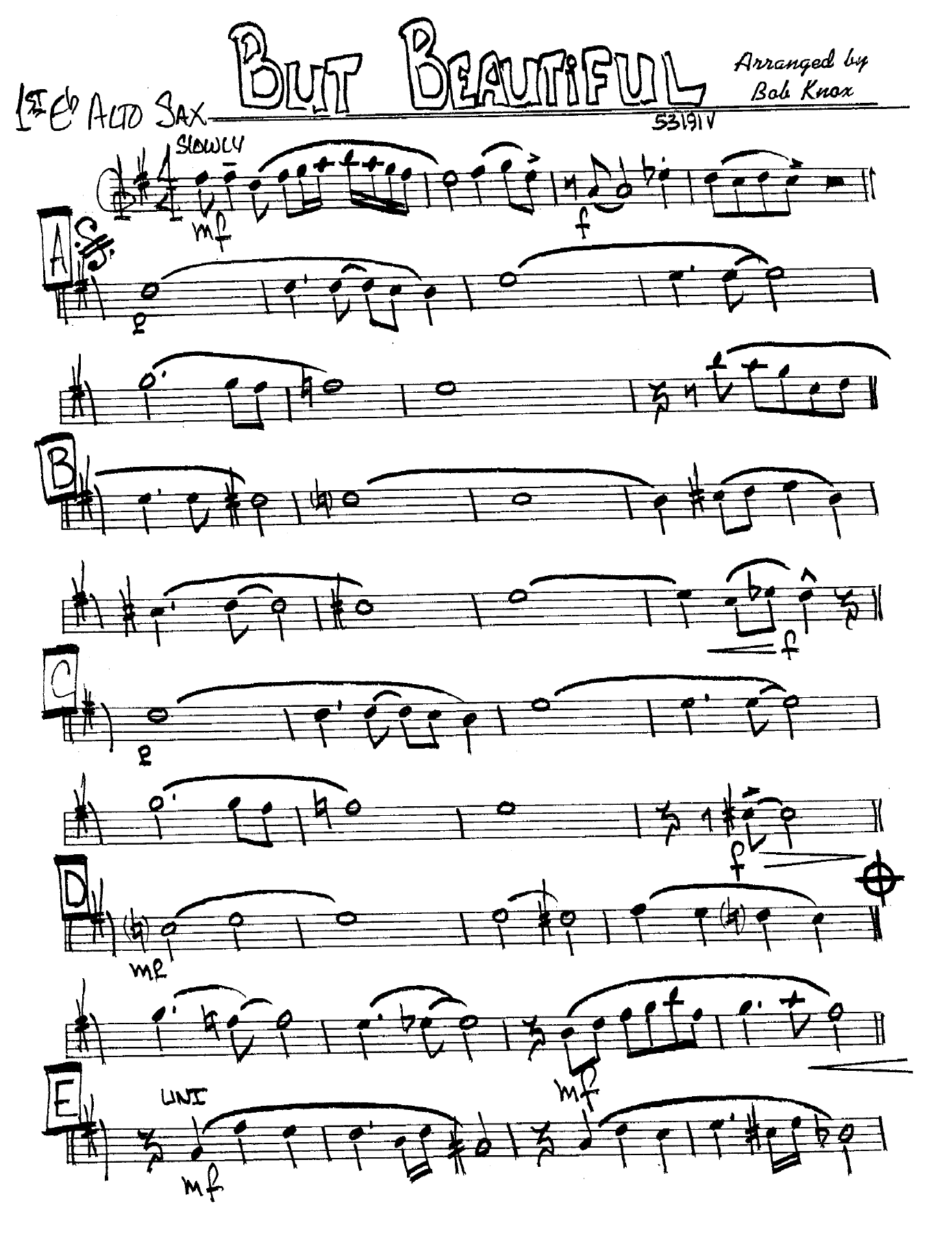 But Beautiful (B.Knox) vocal Eb — sheet music preview