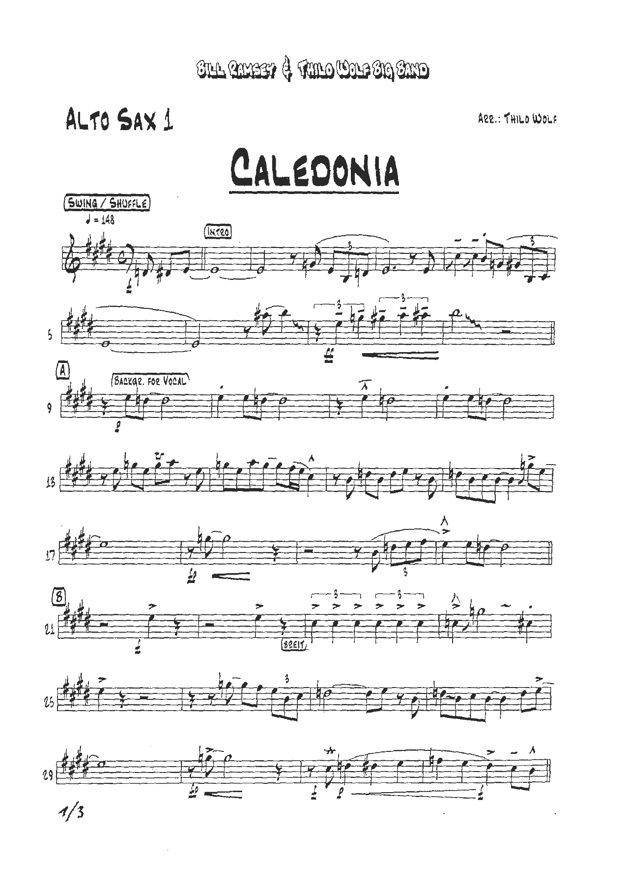 Caledonia (T.Wolf) Bill Ramsey Voc. — sheet music preview