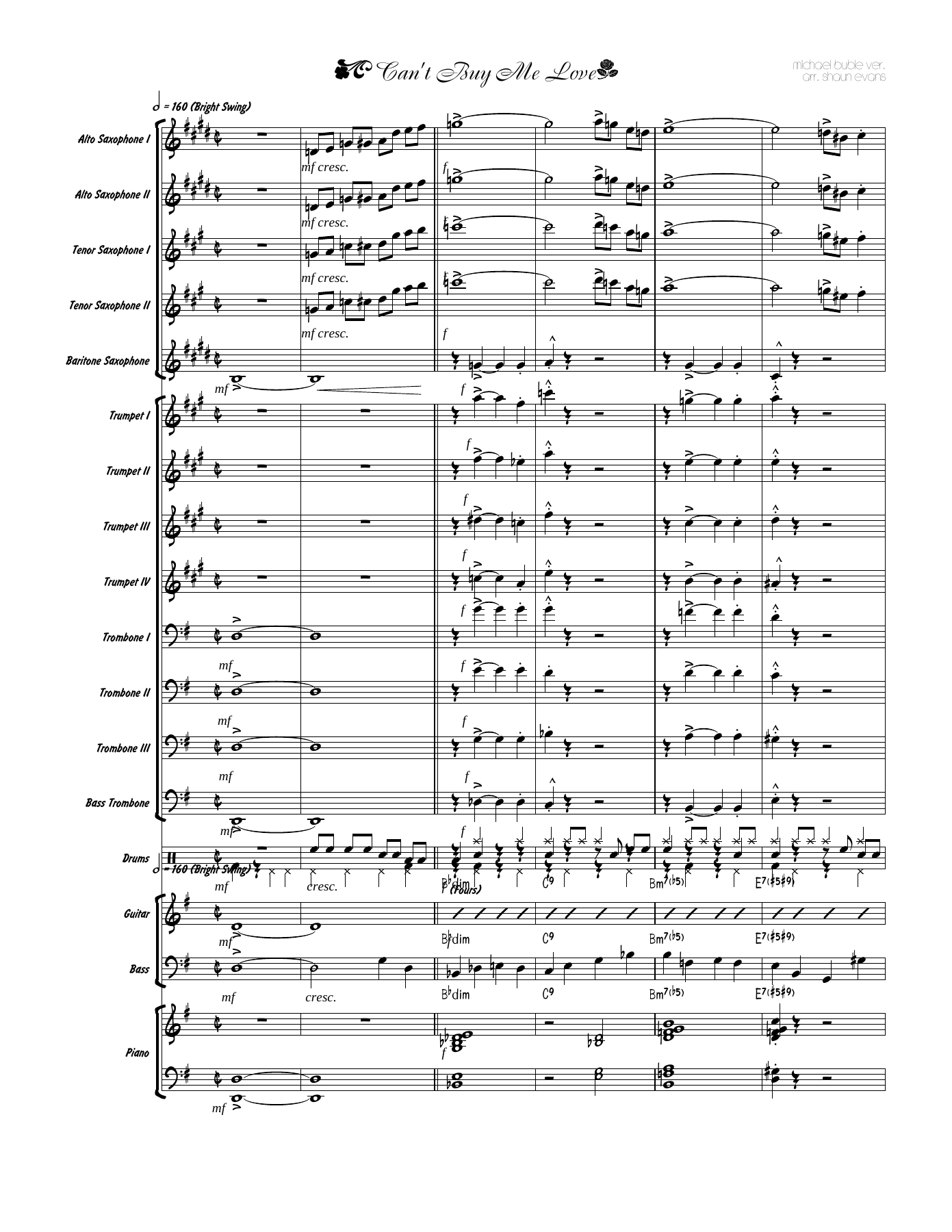 Can't Buy Me Love (S.Evans) M.Buble — big_band_vocal sheet music arranged by shaun evans | Jazz Vocal
