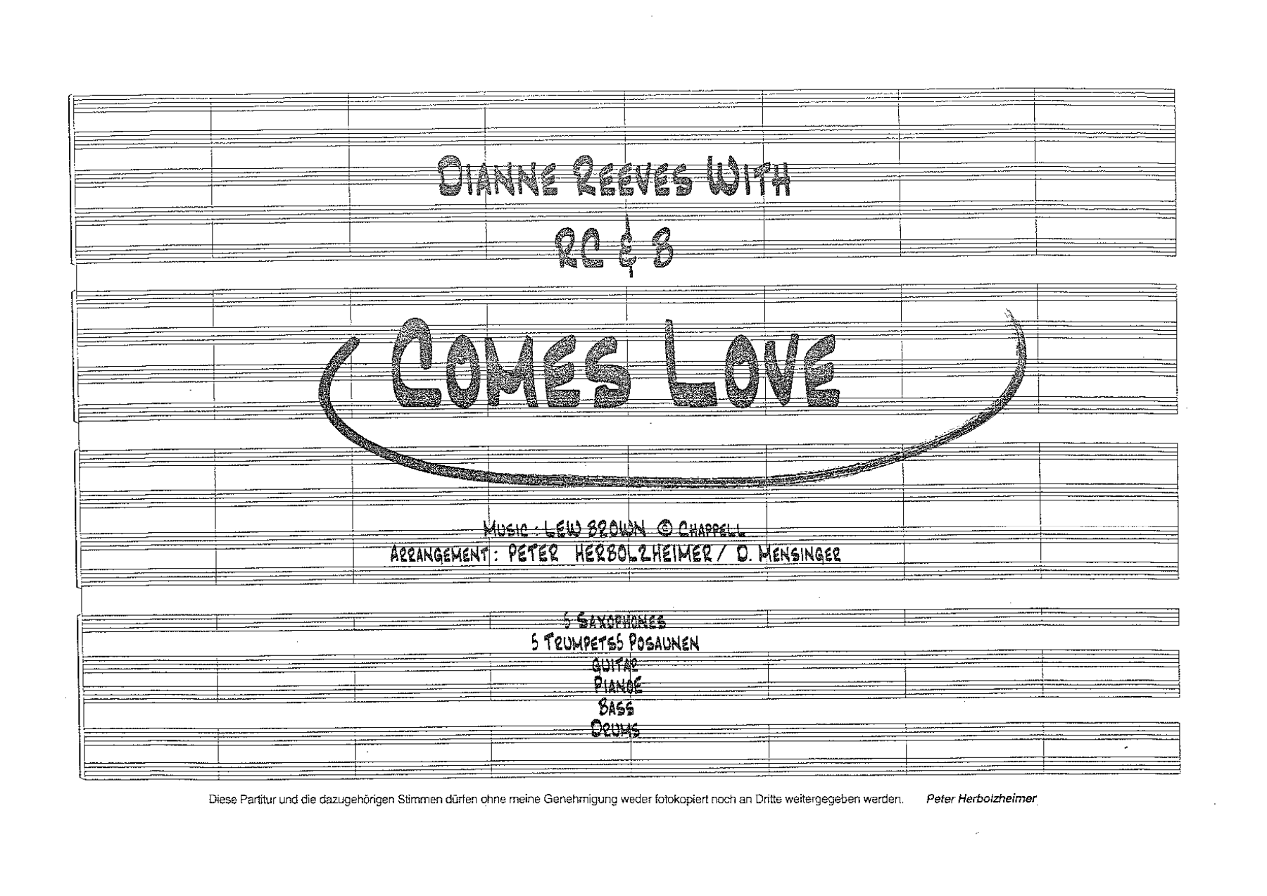 Comes Love (P.Herbolzheimer) D.Reeves Voc — sheet music preview