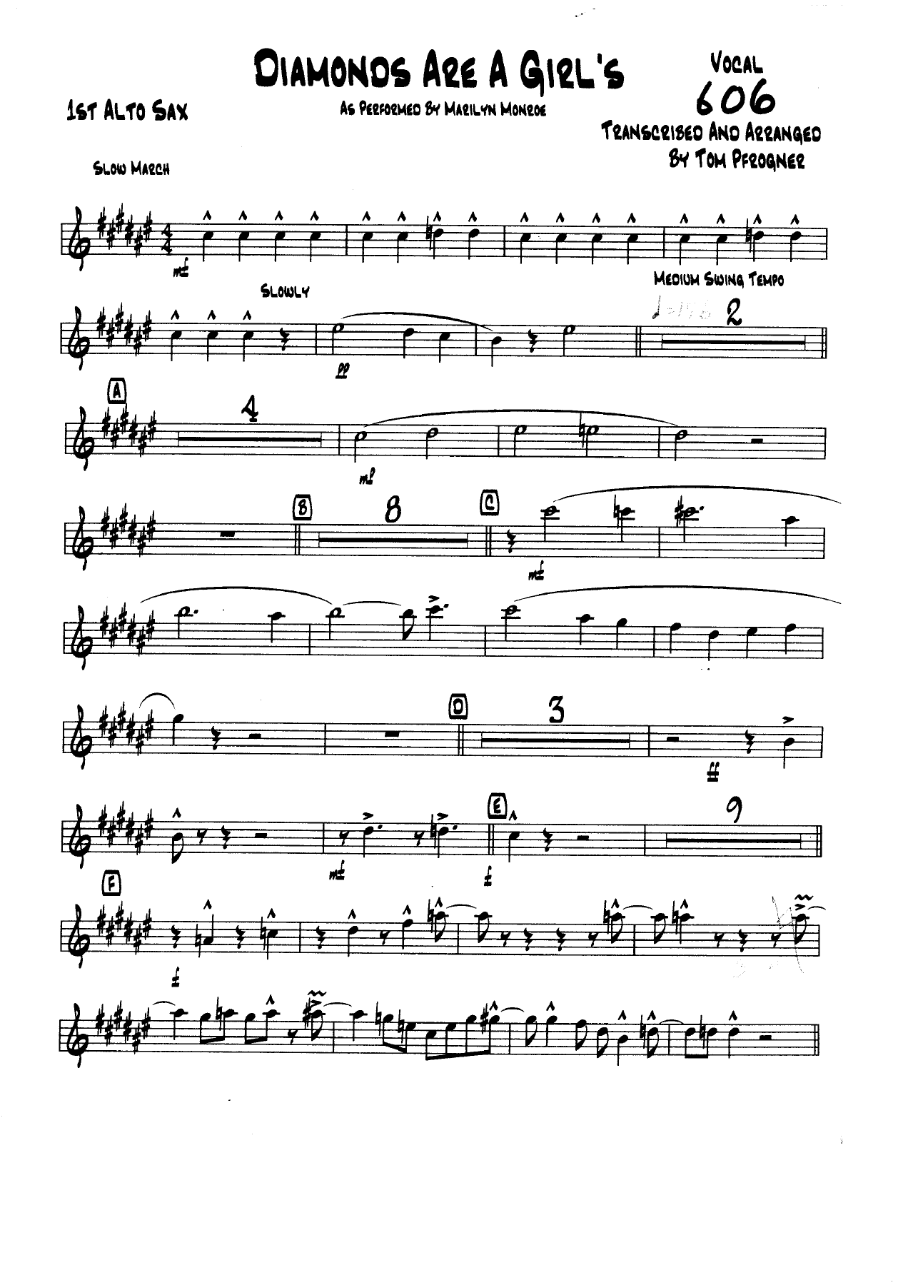 Diamonds Are A Girl's Best Friend (T.Pfrogner) Marilyn Monroe voc. — sheet music preview