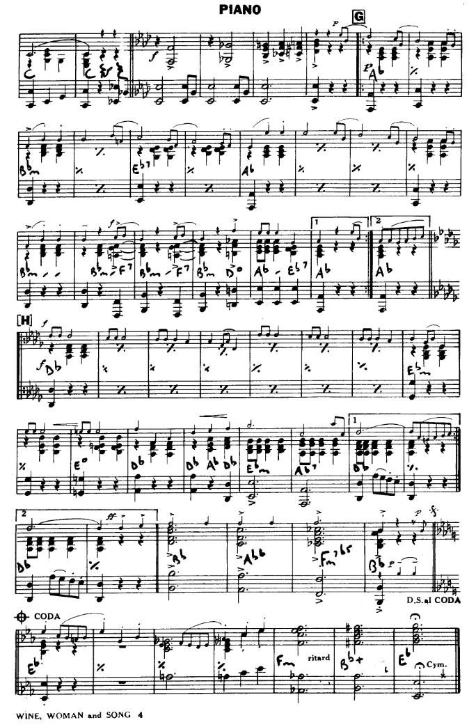 Wine Women Song — sheet music preview