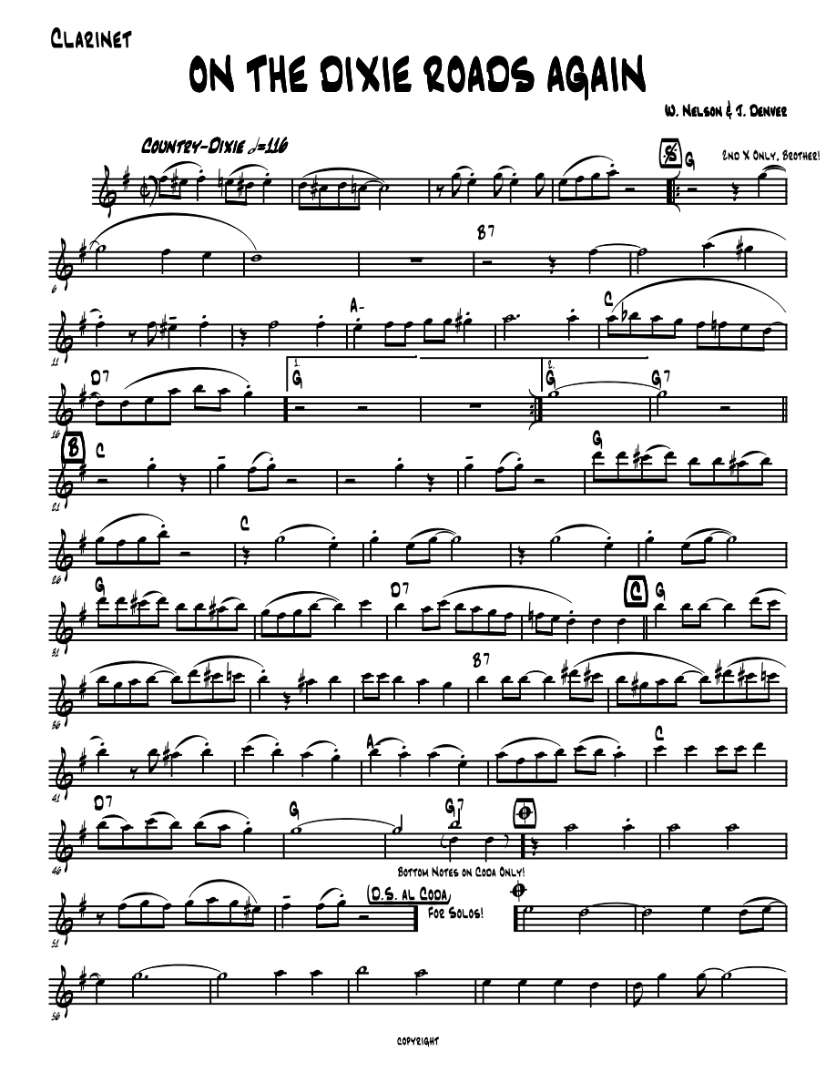 On The Road Again - W. Nelson & J. Denver - Unknown — sheet music preview