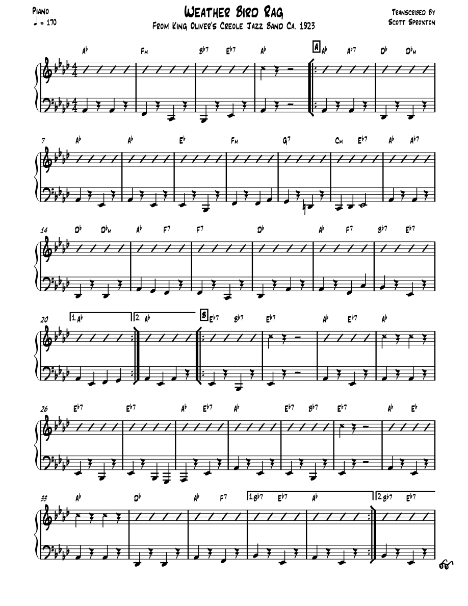 Weather Bird Rag — sheet music cover (first page)