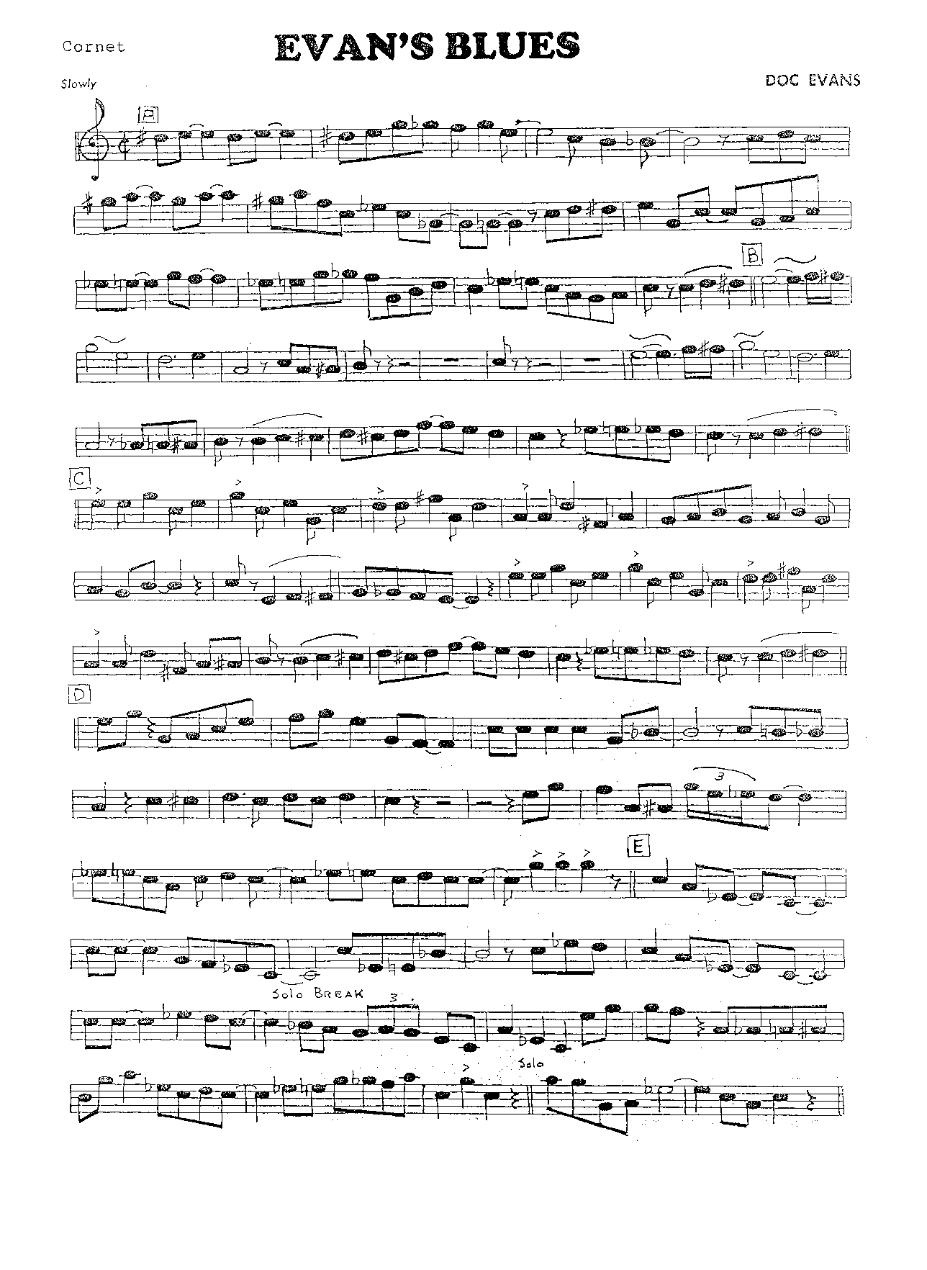 Evan's Blues — sheet music preview