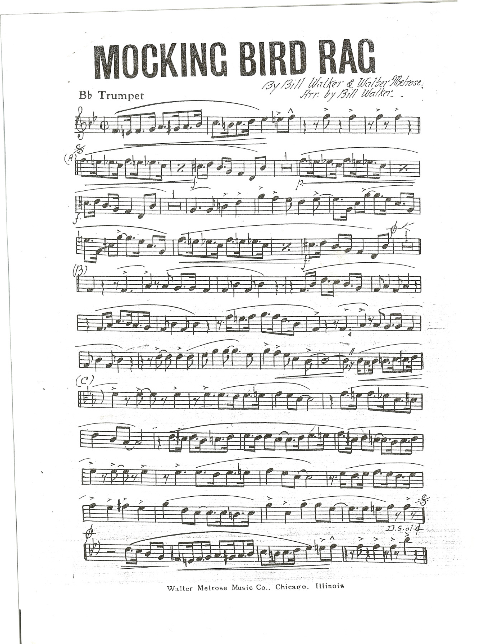 Mocking Bird Rag — sheet music preview