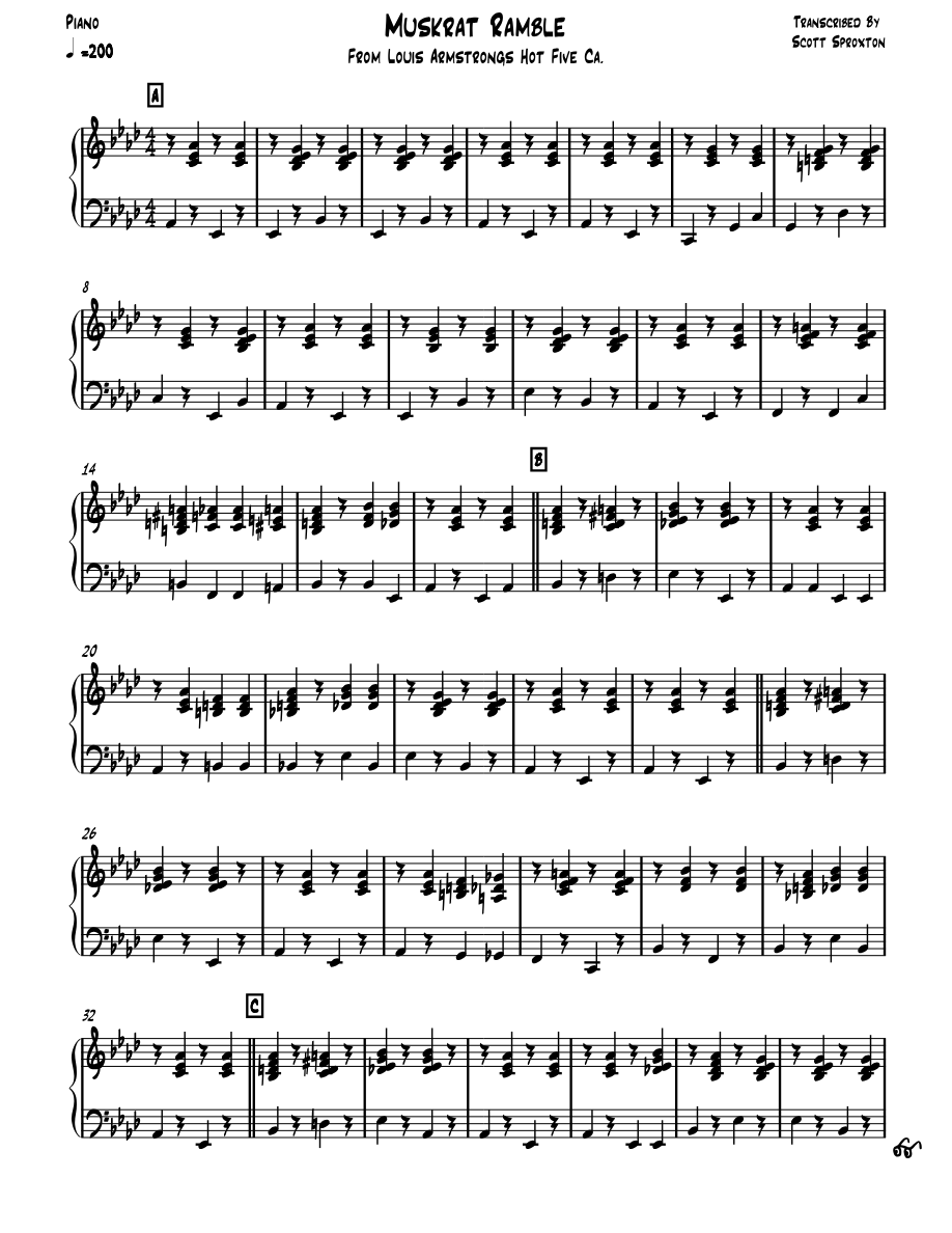 Muskrat Ramble — sheet music cover (first page)