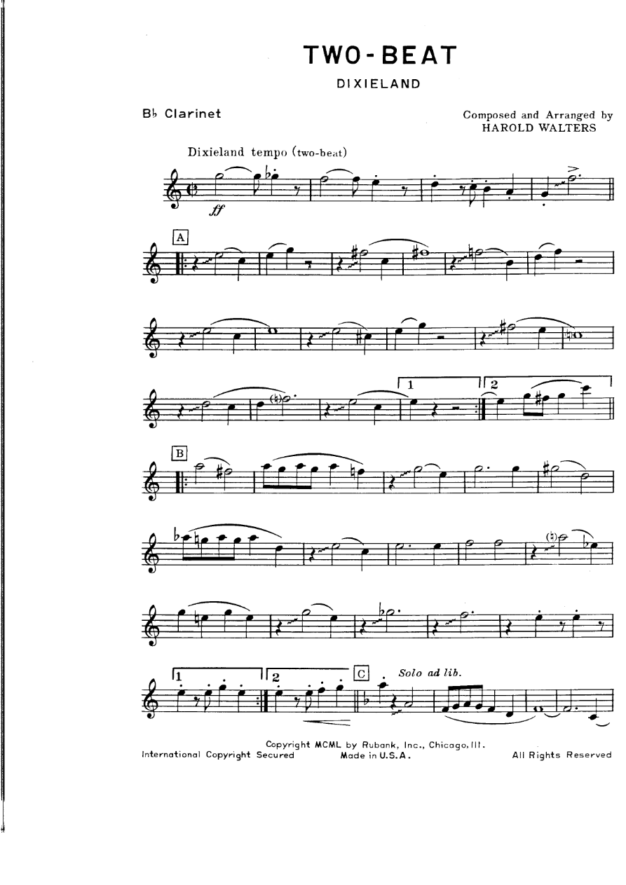 Two-Beat — sheet music cover (first page)