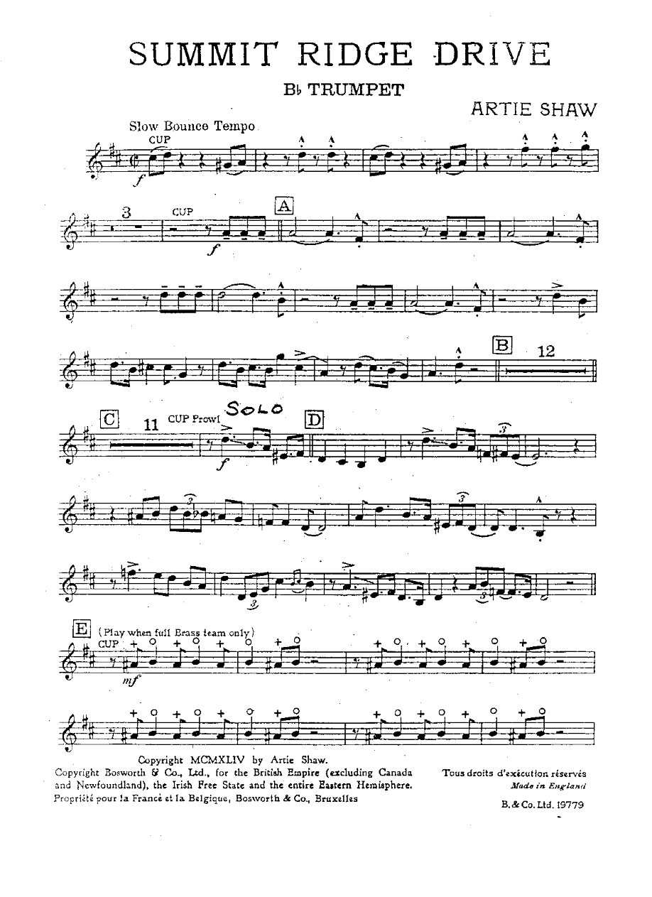 Summit Ridge Drive — sheet music cover (first page)