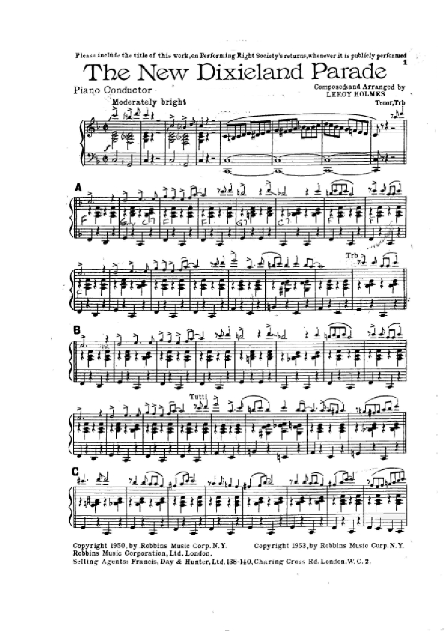 The New Dixieland — sheet music cover (first page)