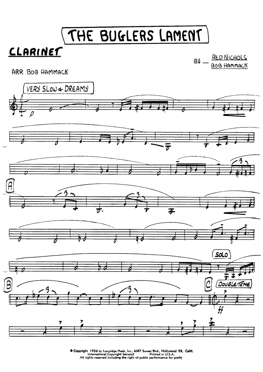 The Bugler's Lament R.Nichols — Dixieland sheet music arranged by Bob Hammack | Dixieland