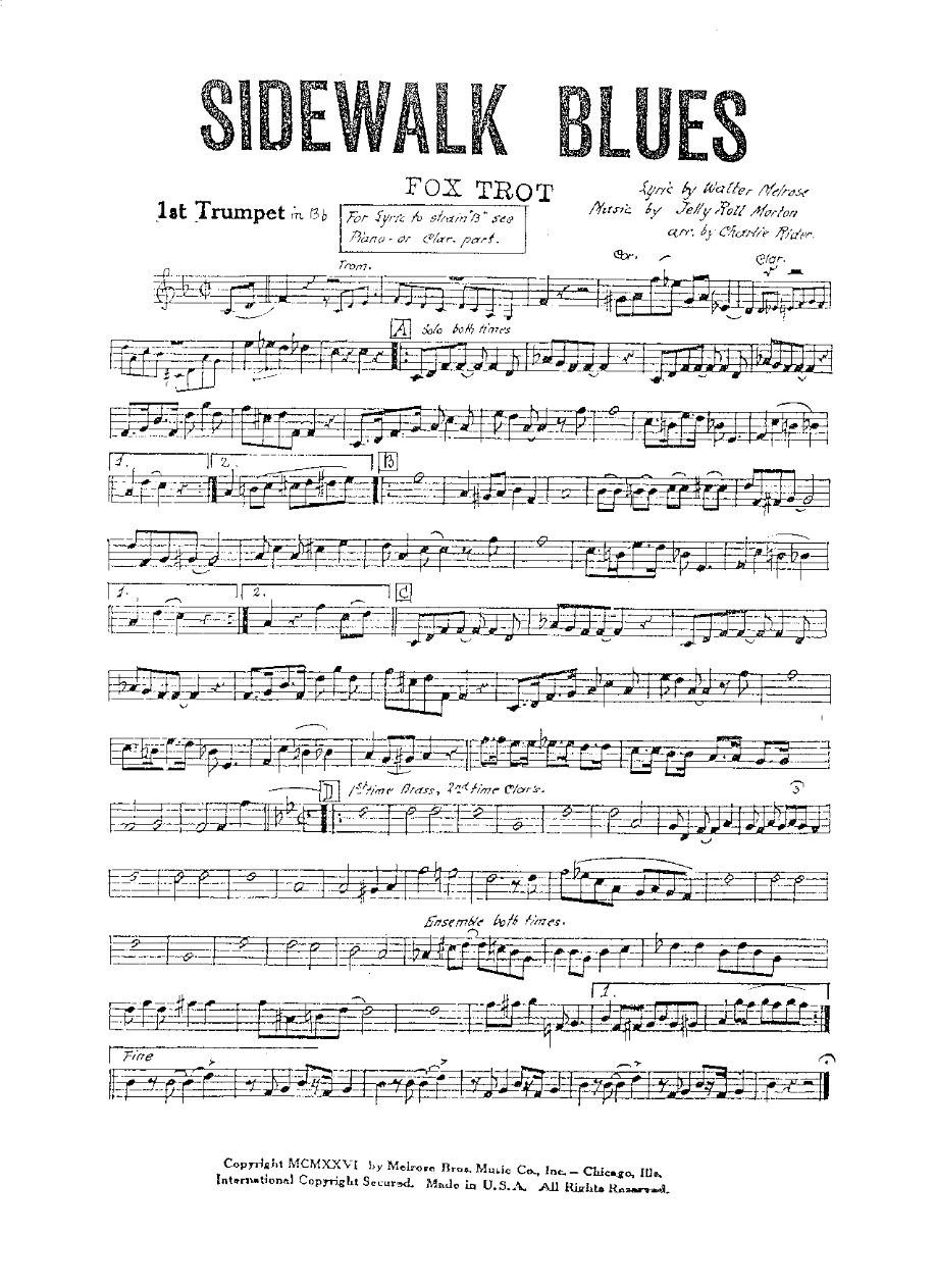 Sidewalk Blues — sheet music cover (first page)