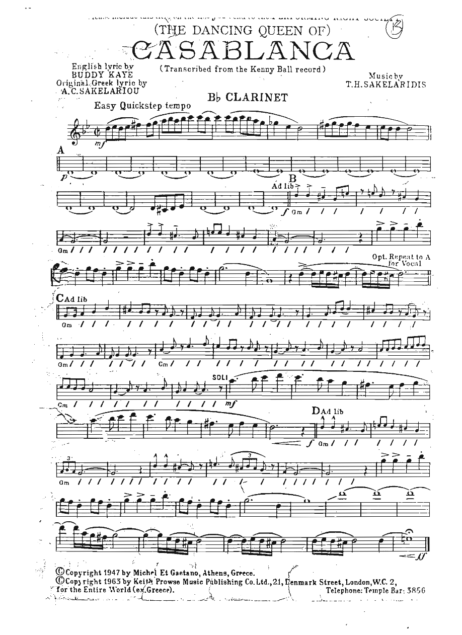 Casablanca Quickstep — sheet music cover (first page)