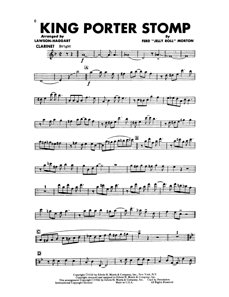 King Porter Stomp — sheet music cover (first page)