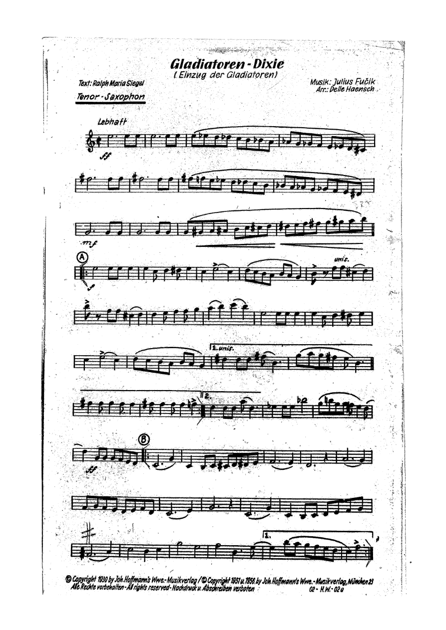Gladiatoren-Dixie D.Haensch — Dixieland sheet music by Delle Haensch | Dixieland