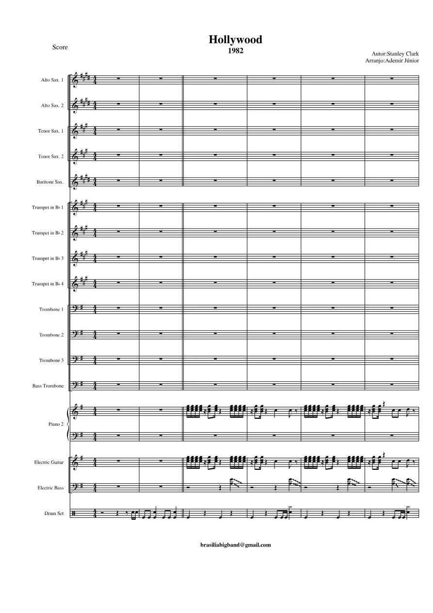 Hollywood 1982 (A.Junior) Brasilia Big Band — sheet music preview