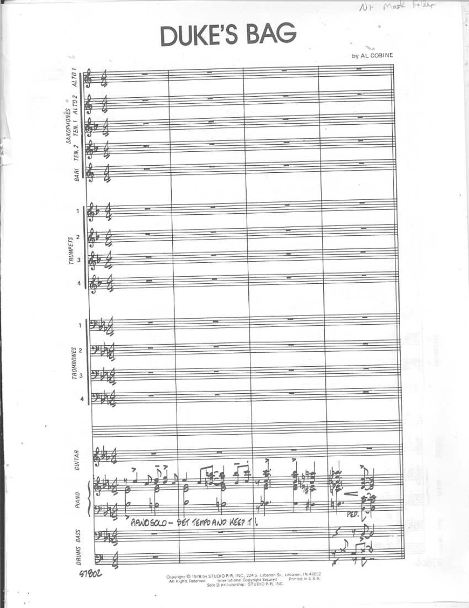 Duke's Bag — Big Band sheet music arranged by Al Cobine | Jazz Standard