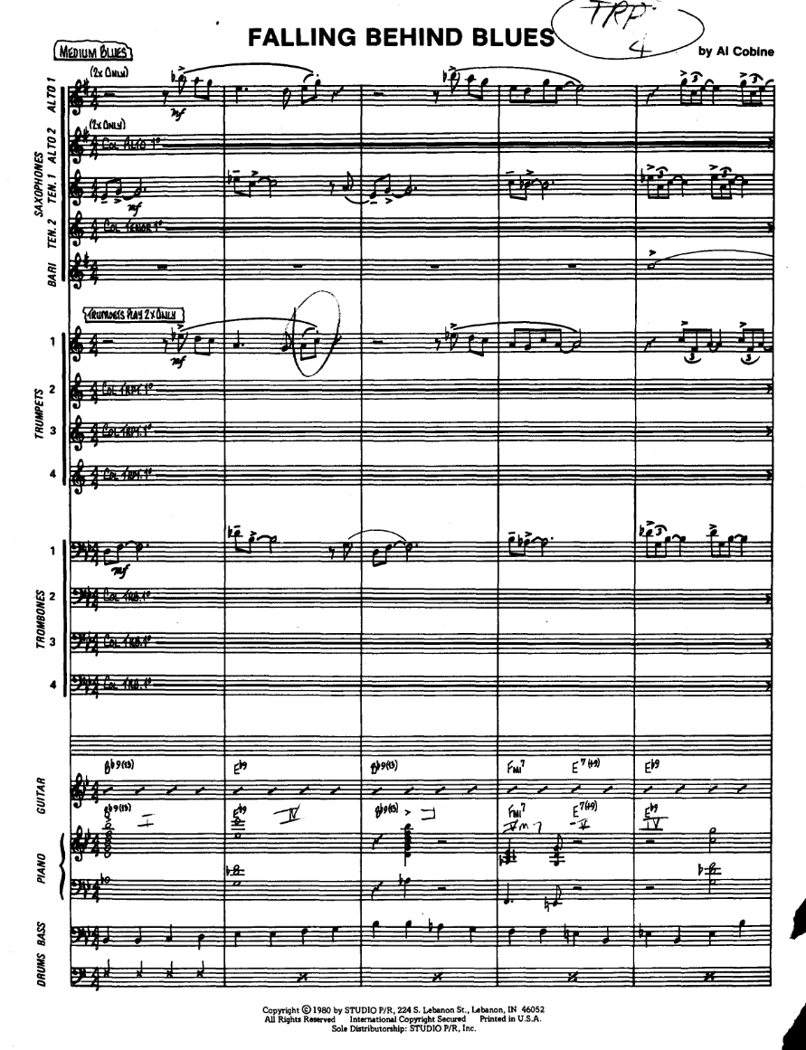 Falling Behind Blues — sheet music cover (first page)