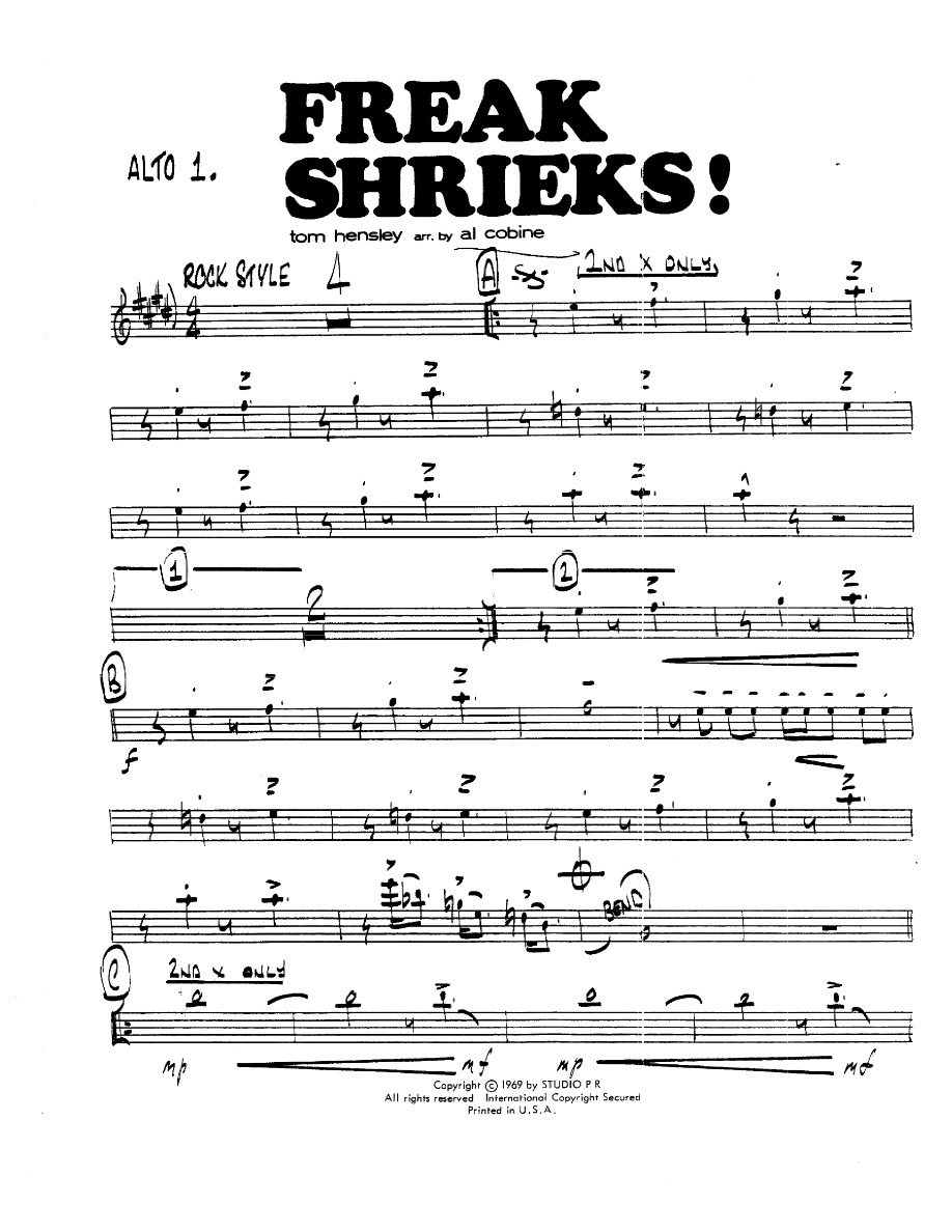 Freak Shrieks! — sheet music cover (first page)