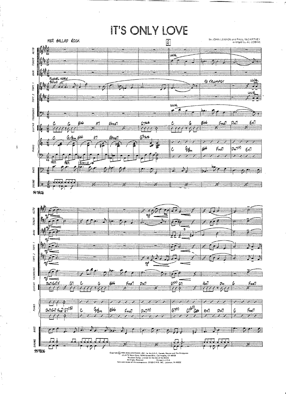 It's Only Love — sheet music cover (first page)