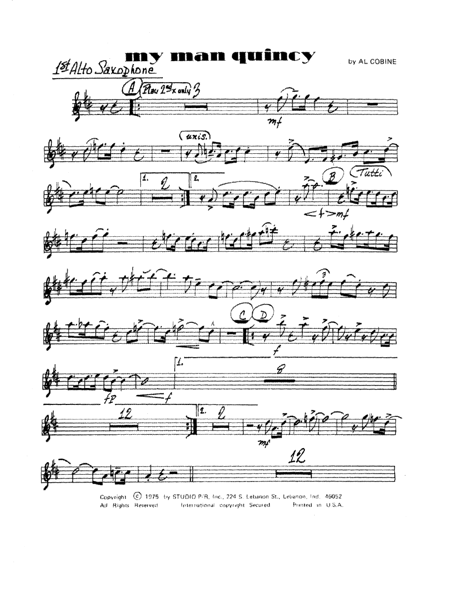 My Man Quincy — sheet music cover (first page)