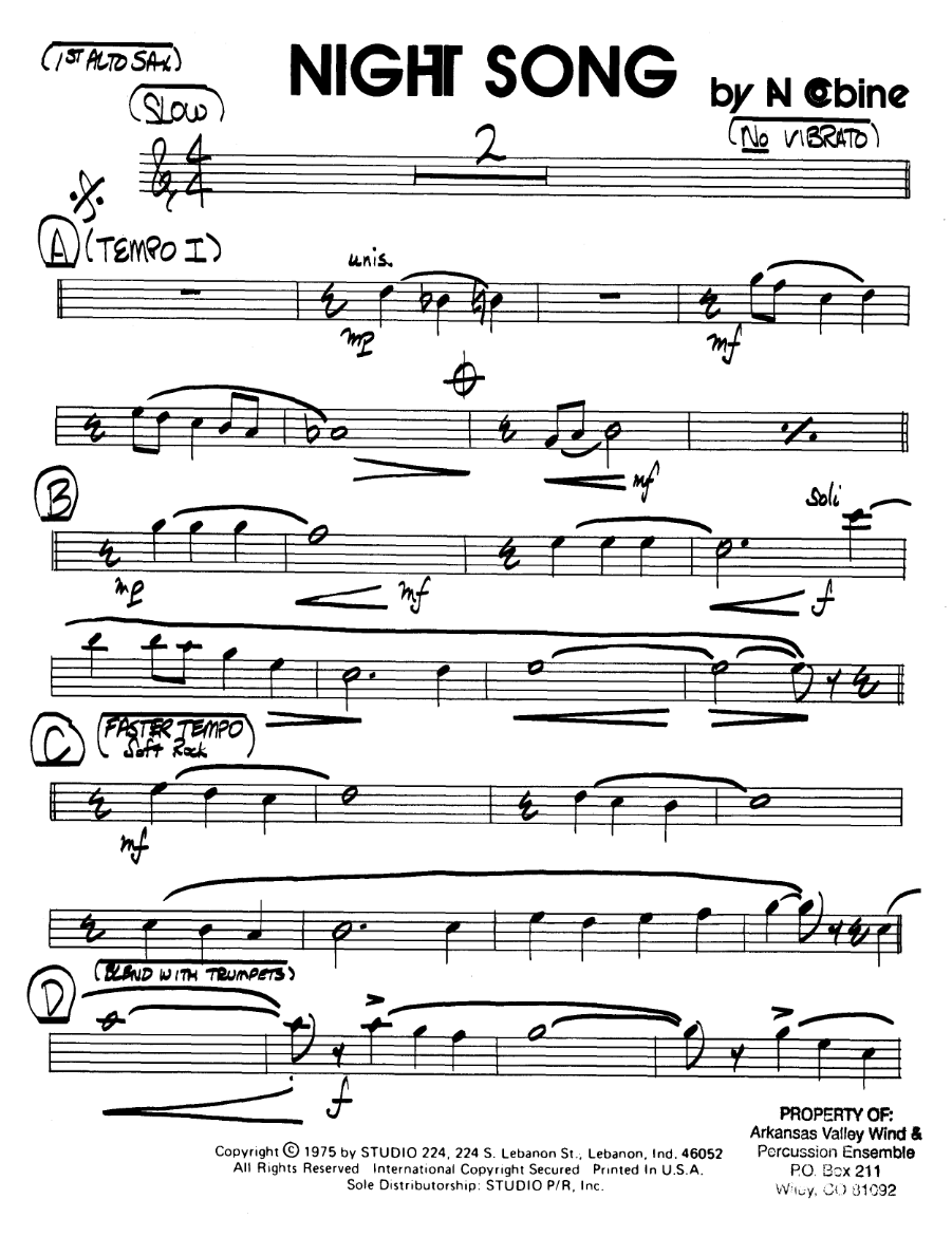 Night Song — sheet music cover (first page)