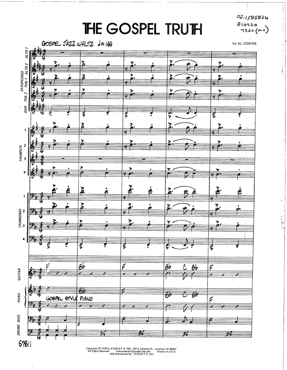 The Gospel Truth — sheet music cover (first page)