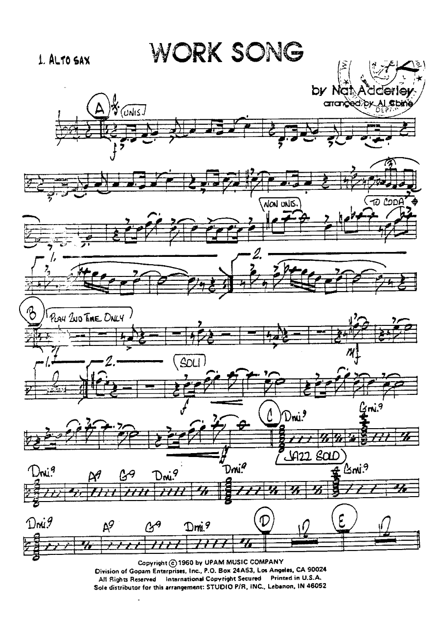 Work Song — sheet music cover (first page)
