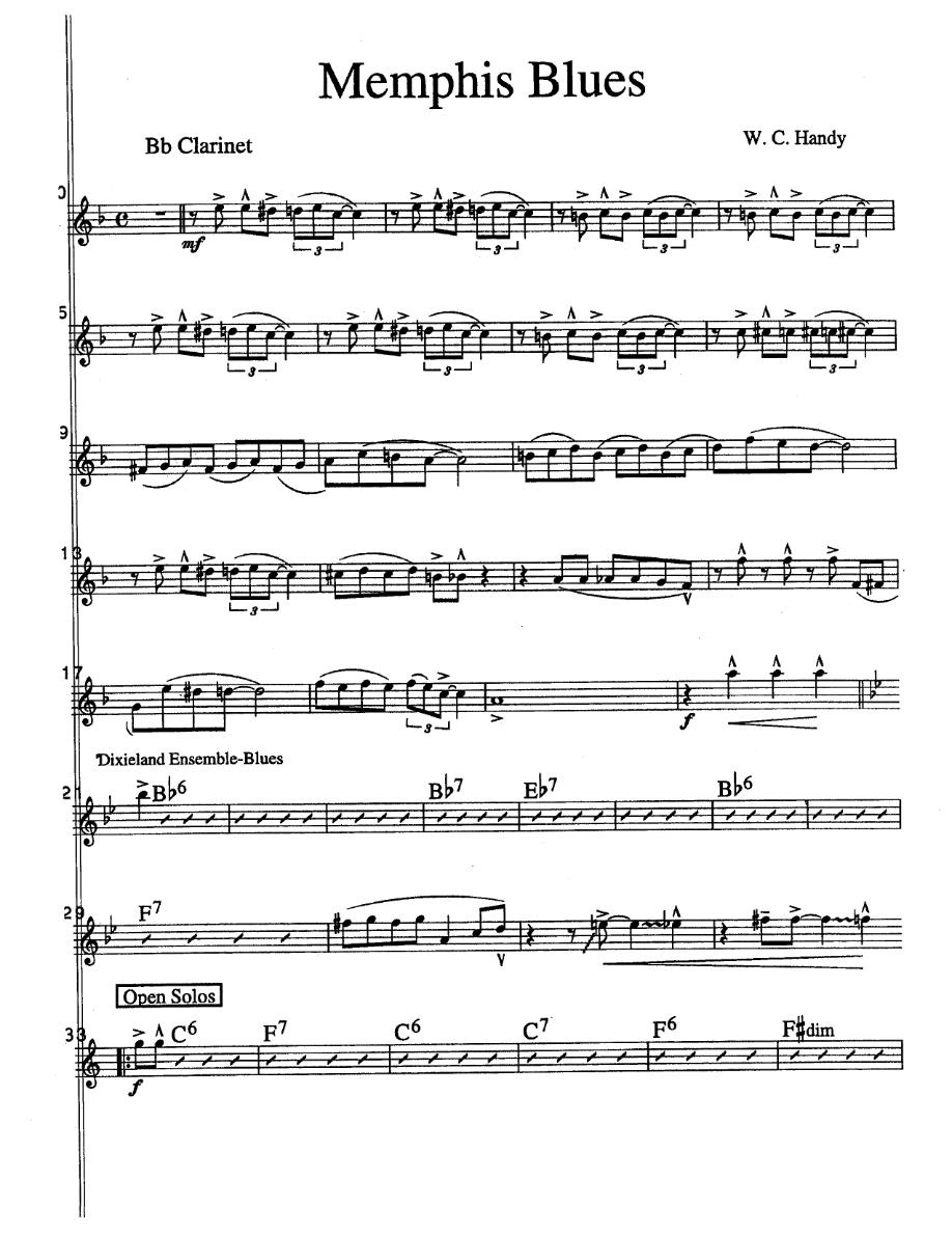 Memphis Blues — sheet music cover (first page)