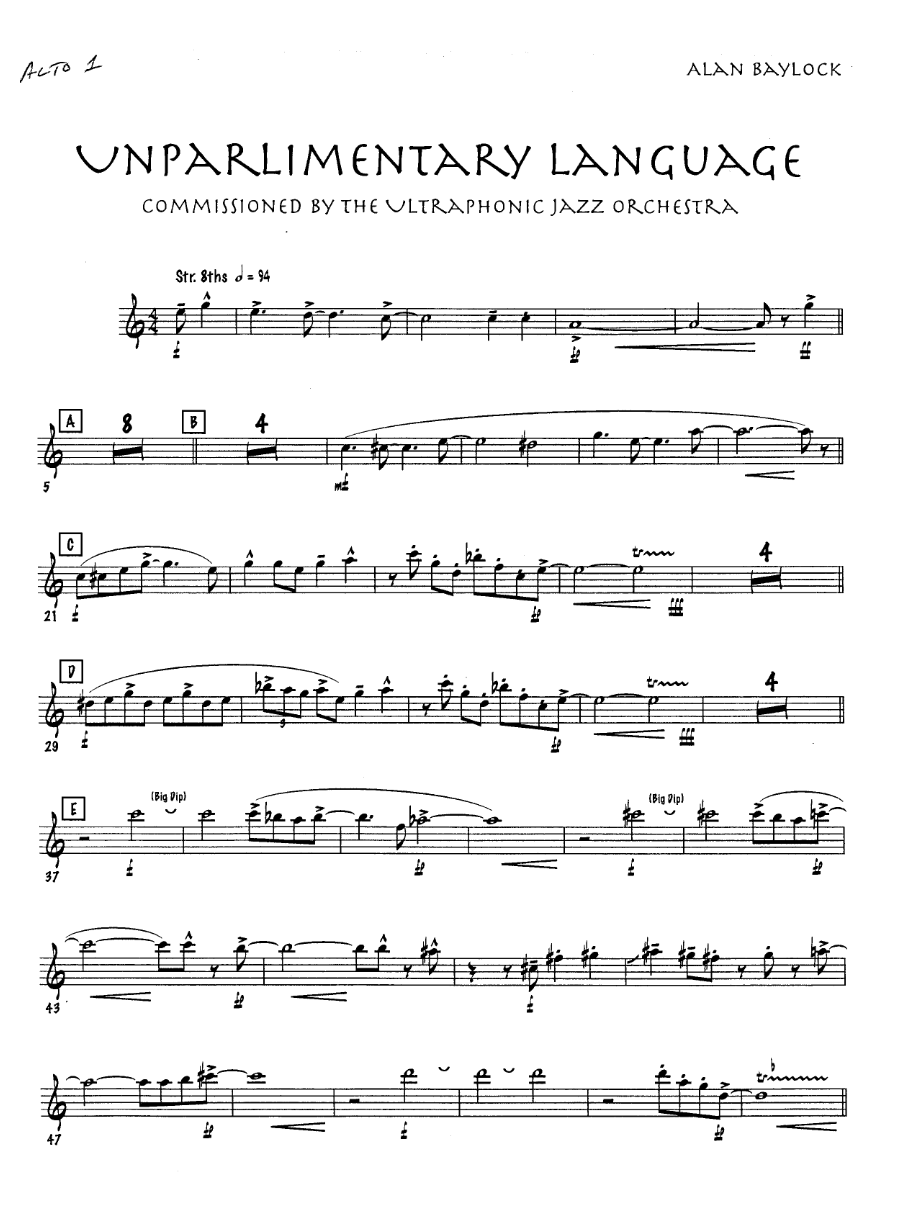 Unparlimentary Language (A.Baylock) MP3 — sheet music cover (first page)